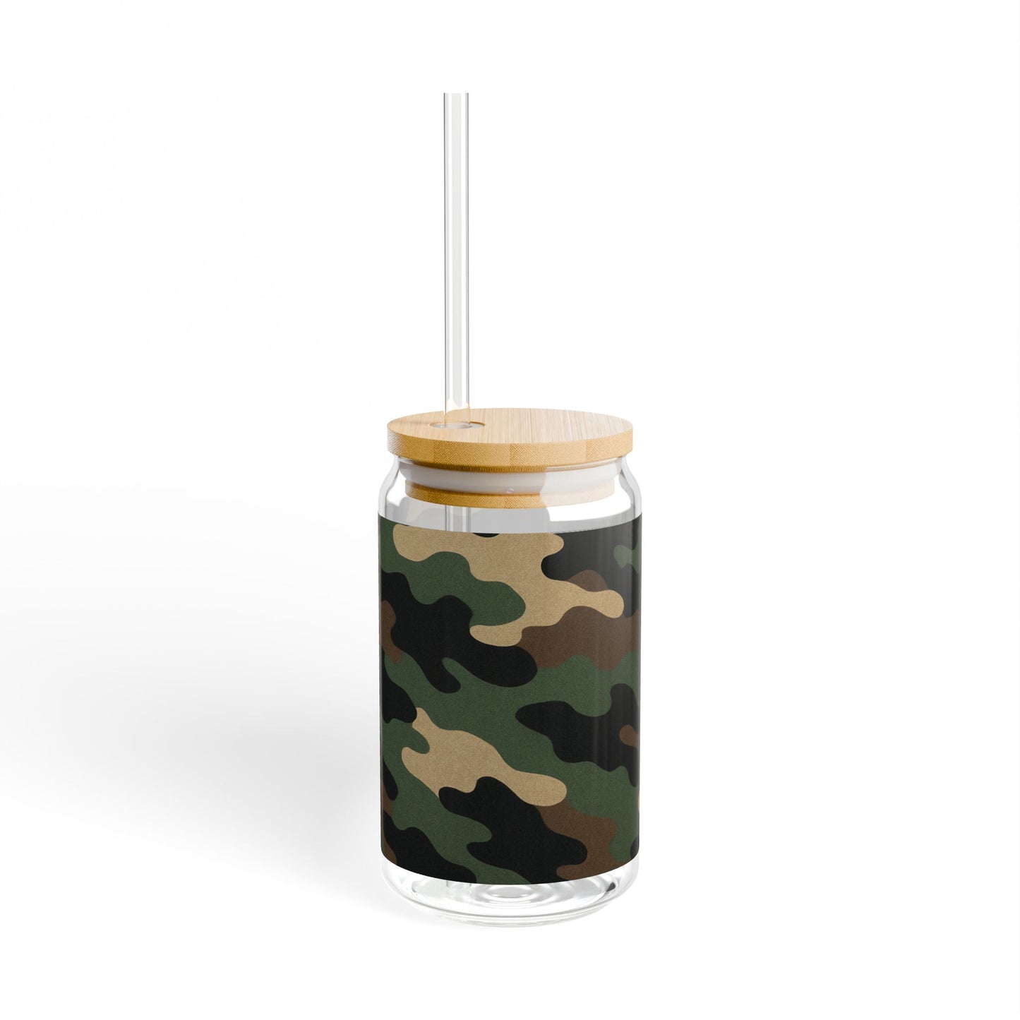 Camouflage Sipper Glass | 16oz Eco-Friendly Drinkware, Perfect for Outdoor Adventures, Camping, Parties, and Unique Gifts