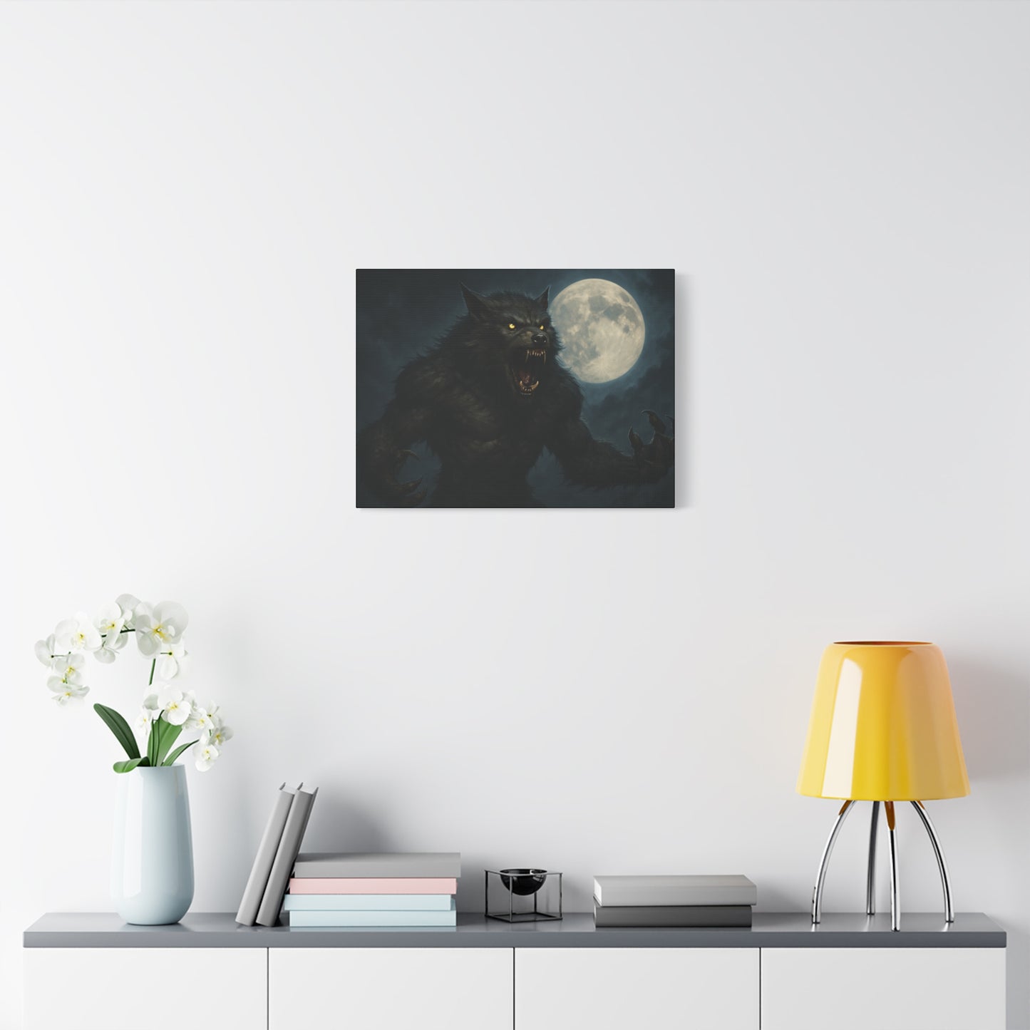 Werewolf Moon Canvas Art | Dark Fantasy Decor for Halloween, Gothic Home, Werewolf Lover Gift, Unique Wall Art, Spooky Decor
