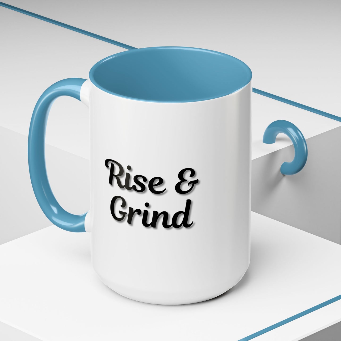 Rise & Grind Coffee Mug – Motivational Black Accent Mug for Daily Inspiration