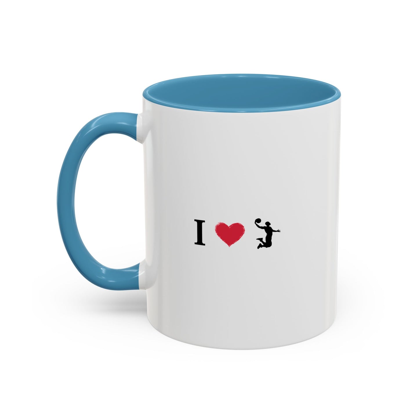 I Love Basketball Coffee Ceramic Mug, Cute Coffee Lover Gift, Personalized Mug for Fun, Black Accent Mug for Birthdays, Holidays, Office