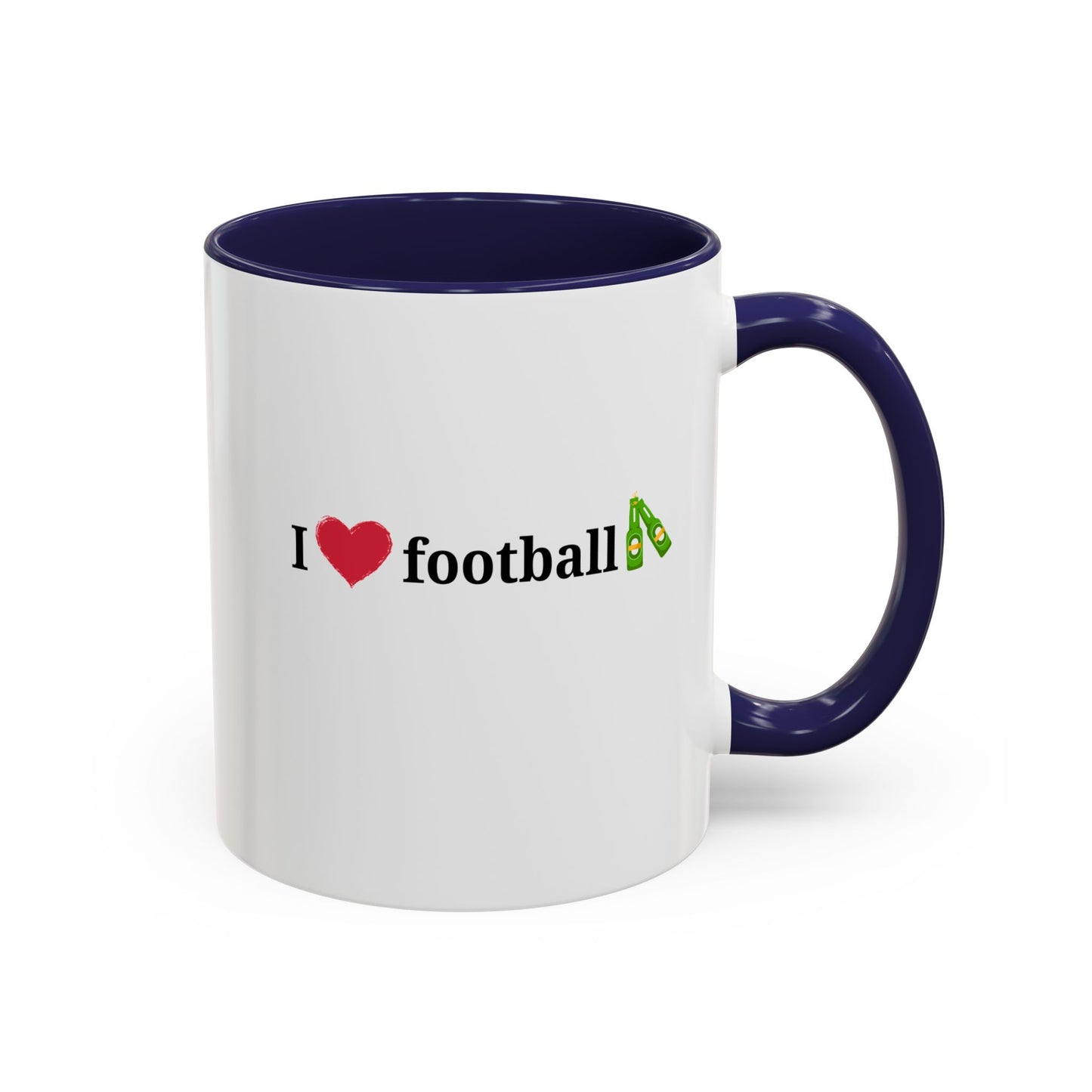 I Love Football Accent Coffee Mug, Perfect Gift for Sports Lovers, Football Enthusiasts, Unique Mug for Game Days, Home or Office Decor