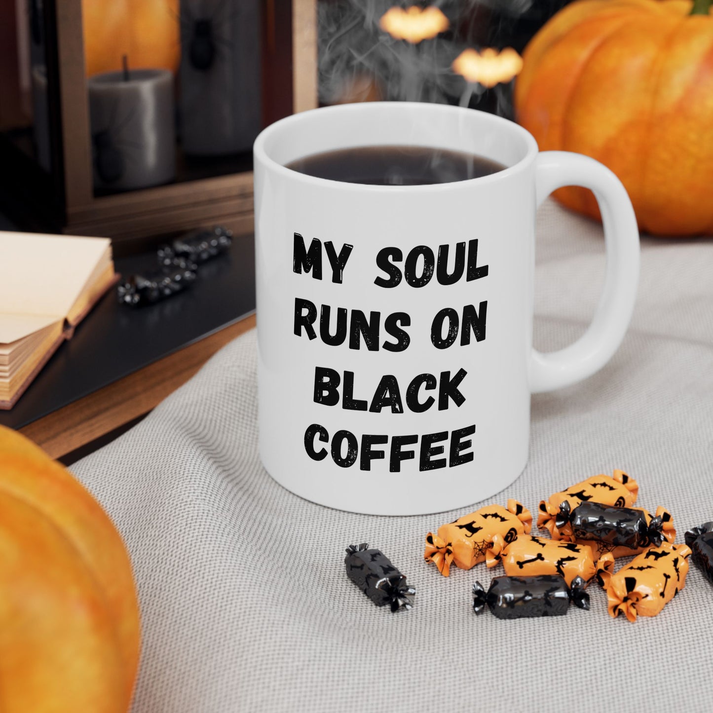Coffee Lover's Ceramic Mug – 'My Soul Runs on Black Coffee' – Perfect Gift for Coffee Enthusiasts