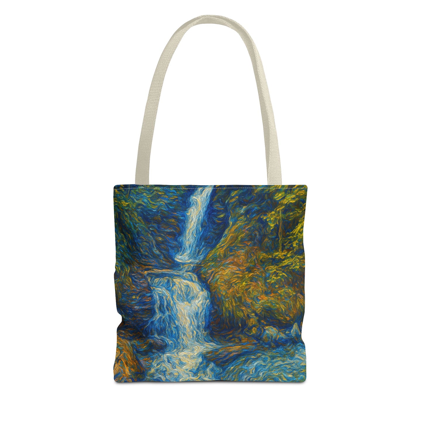 Nature-Inspired Tote Bag, Artistic Eco-Friendly Shopper, Waterfall Design, Reusable Market Bag, Gift for Nature Lovers