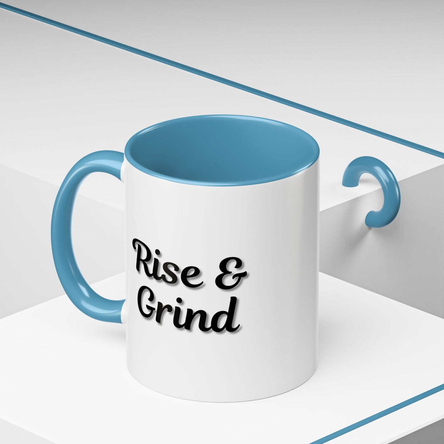 Rise & Grind Coffee Mug – Motivational Black Accent Mug for Daily Inspiration