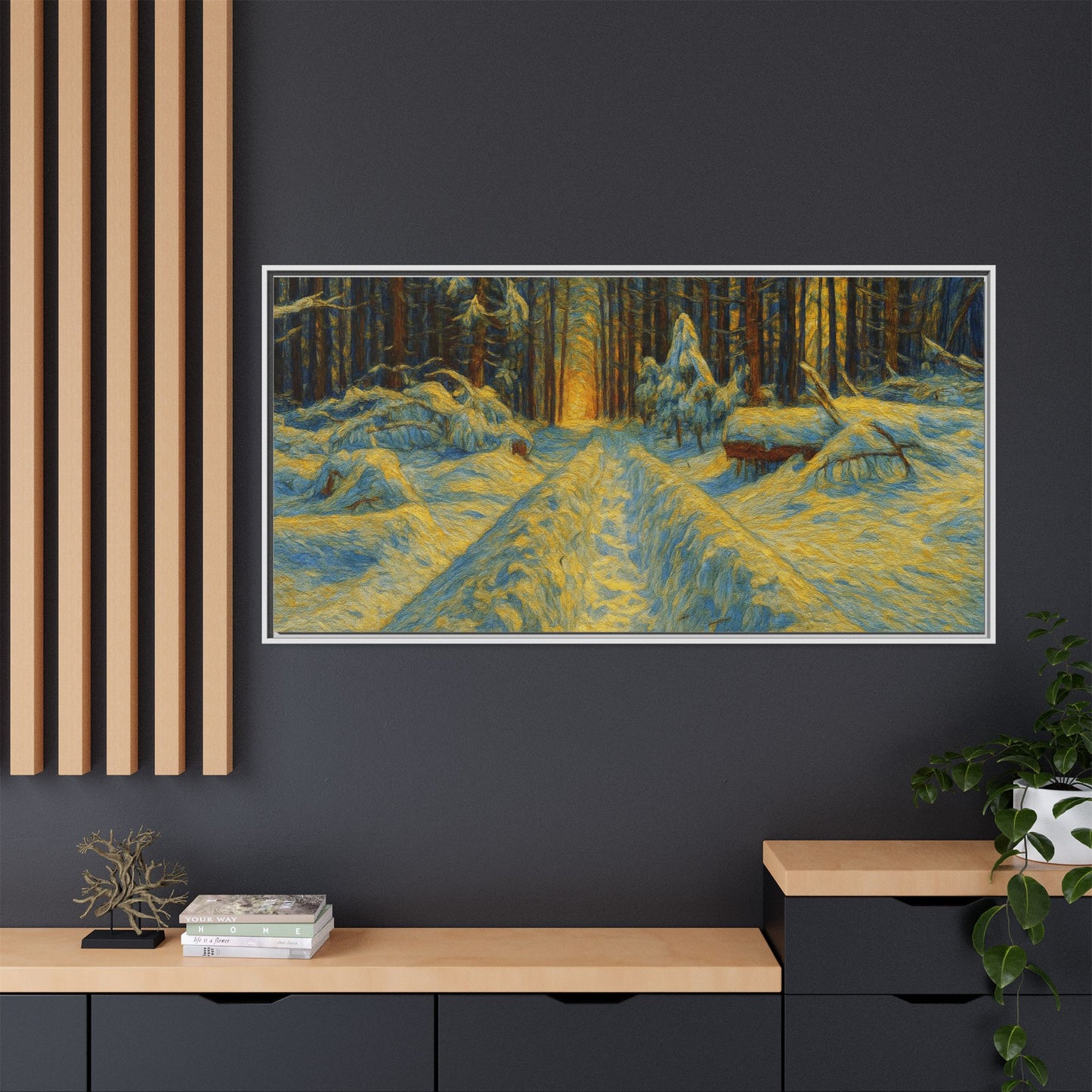 Canvas Art, Winter Landscape Wall Decor, Nature Lovers Gift, Seasonal Decor, Holiday Wall Art, Cozy Home Decoration, Framed Matte Canvas