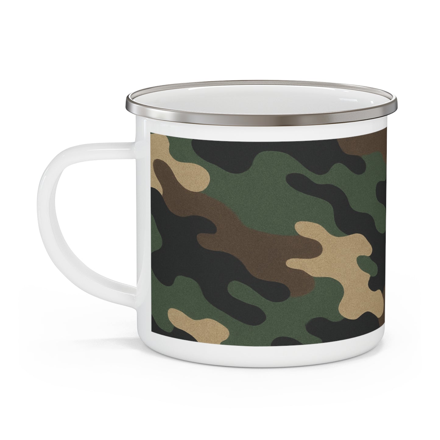 Camouflage Enamel Camping Mug - Adventure Gear, Outdoor Enthusiast Gift, Hiking Accessories, Travel Mug, Rustic Home Decor