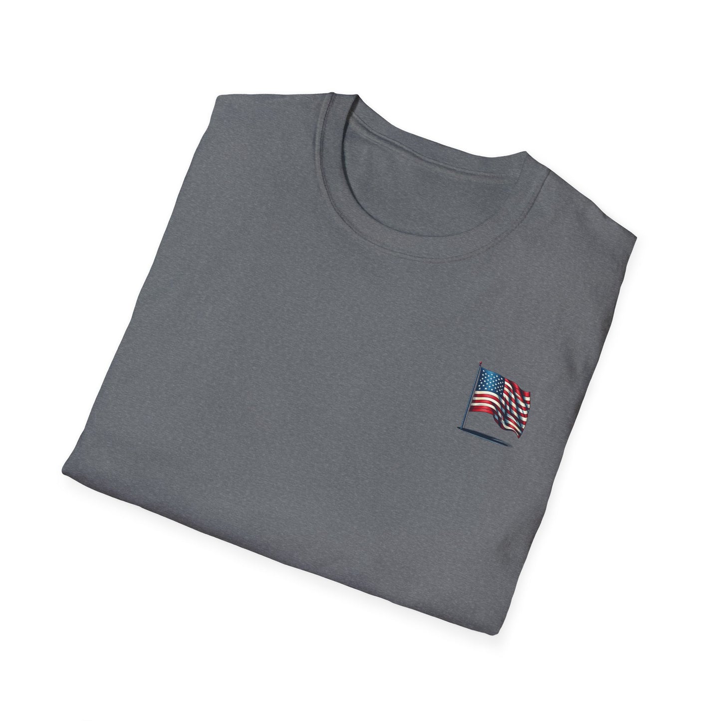 Patriotic Unisex Softstyle T-Shirt, American Flag Tee, USA Pride Shirt, Perfect for Independence Day, Casual Wear