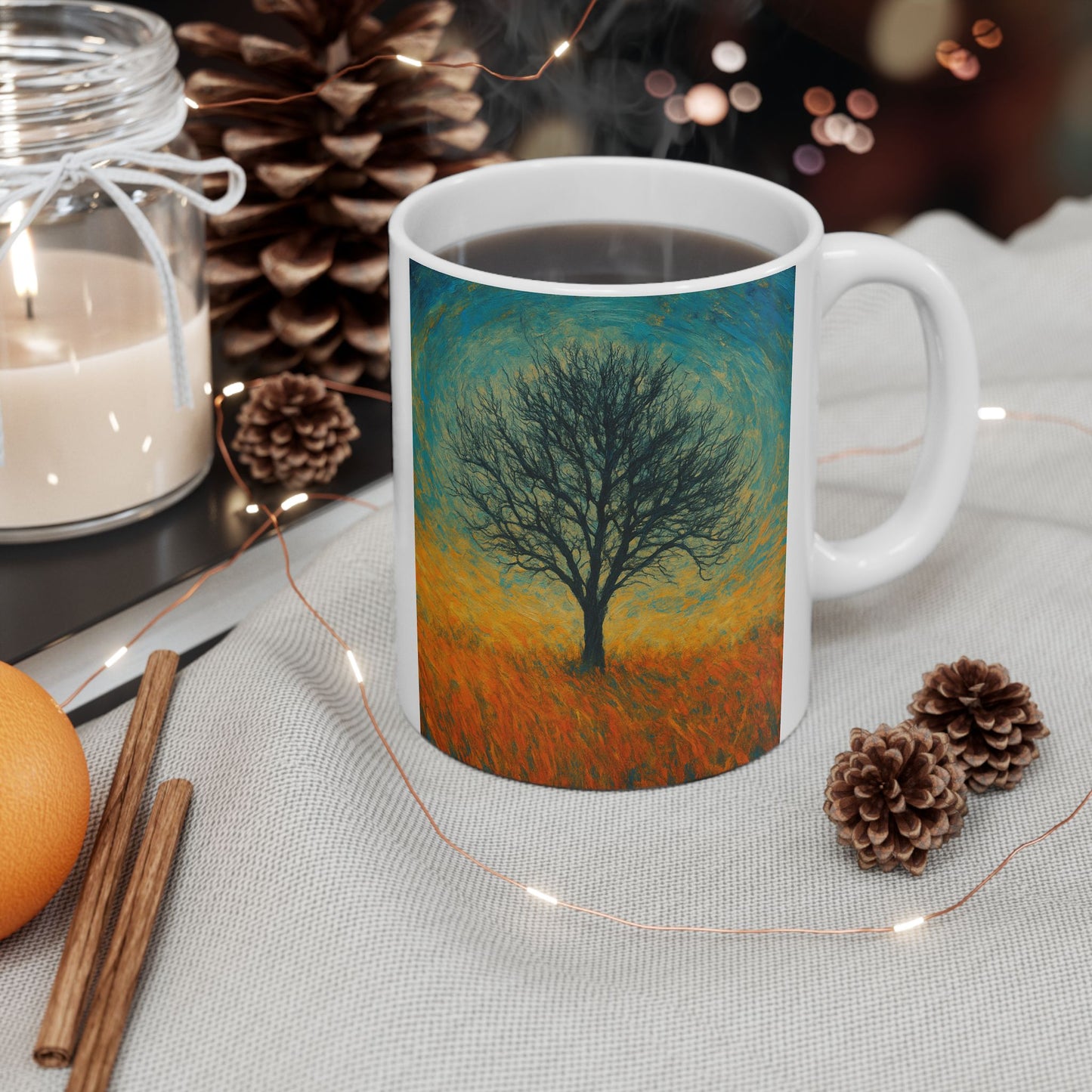 Vibrant Ceramic Mug - Sunset Mountain Design, Coffee Cup, Gift for Nature Lovers, Home Decor, Tea Mug, Unique Art Mug