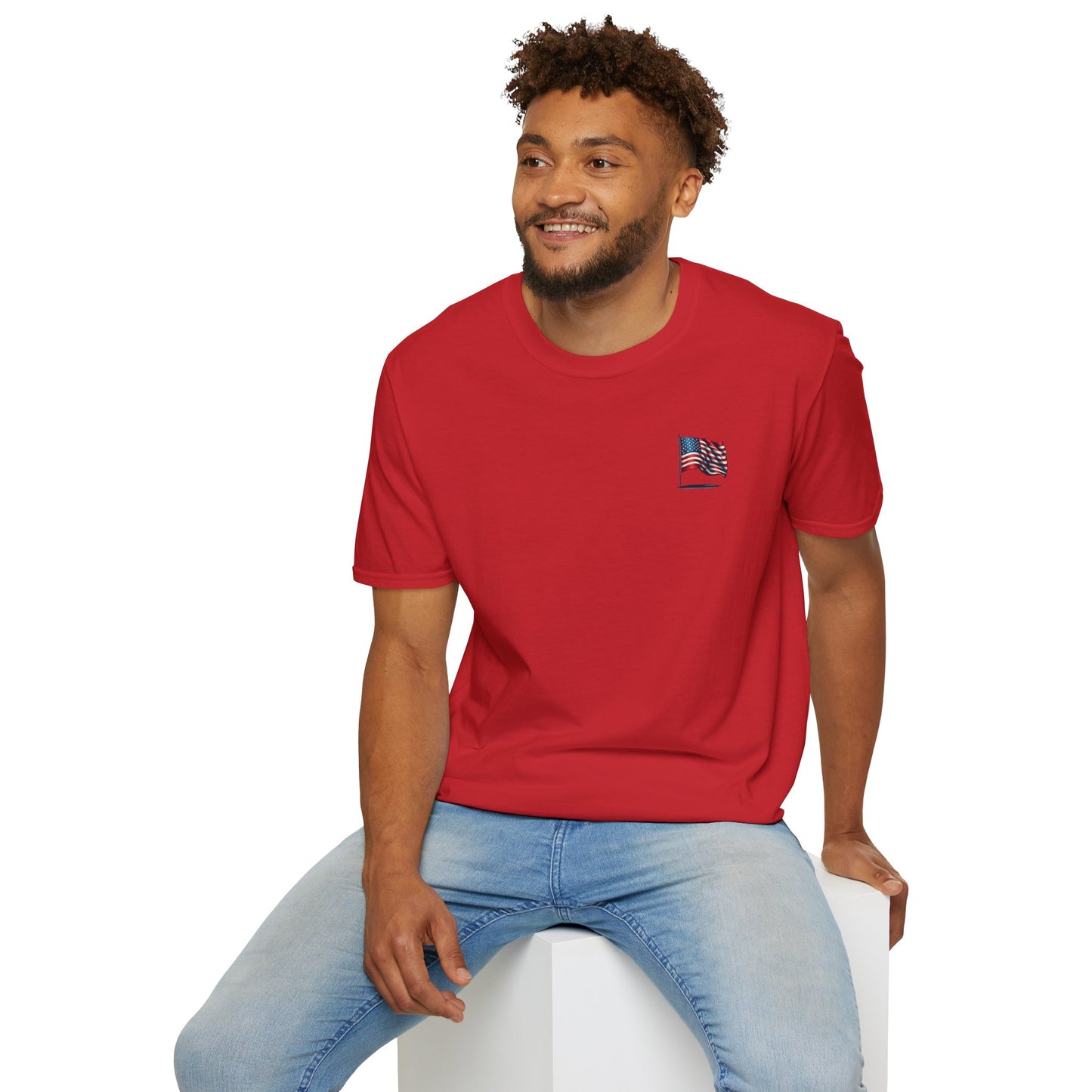 Patriotic Unisex Softstyle T-Shirt, American Flag Tee, USA Pride Shirt, Perfect for Independence Day, Casual Wear