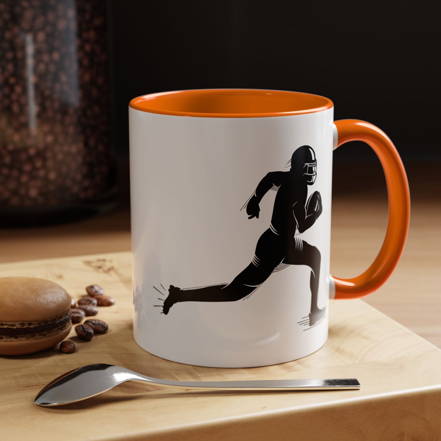 Football Player Themed Accent Coffee Mug, Sports Fan Gift, Unique Mug for Athletes, Coffee Lover, Game Day Essential