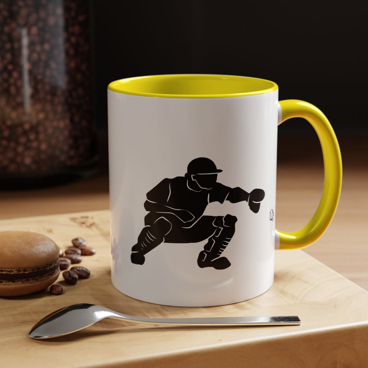 Baseball Catcher Coffee Mug, Sports Gift for Coaches, Black Accent Mug for Fans, Perfect for Birthdays & Celebrations, Unique Cup