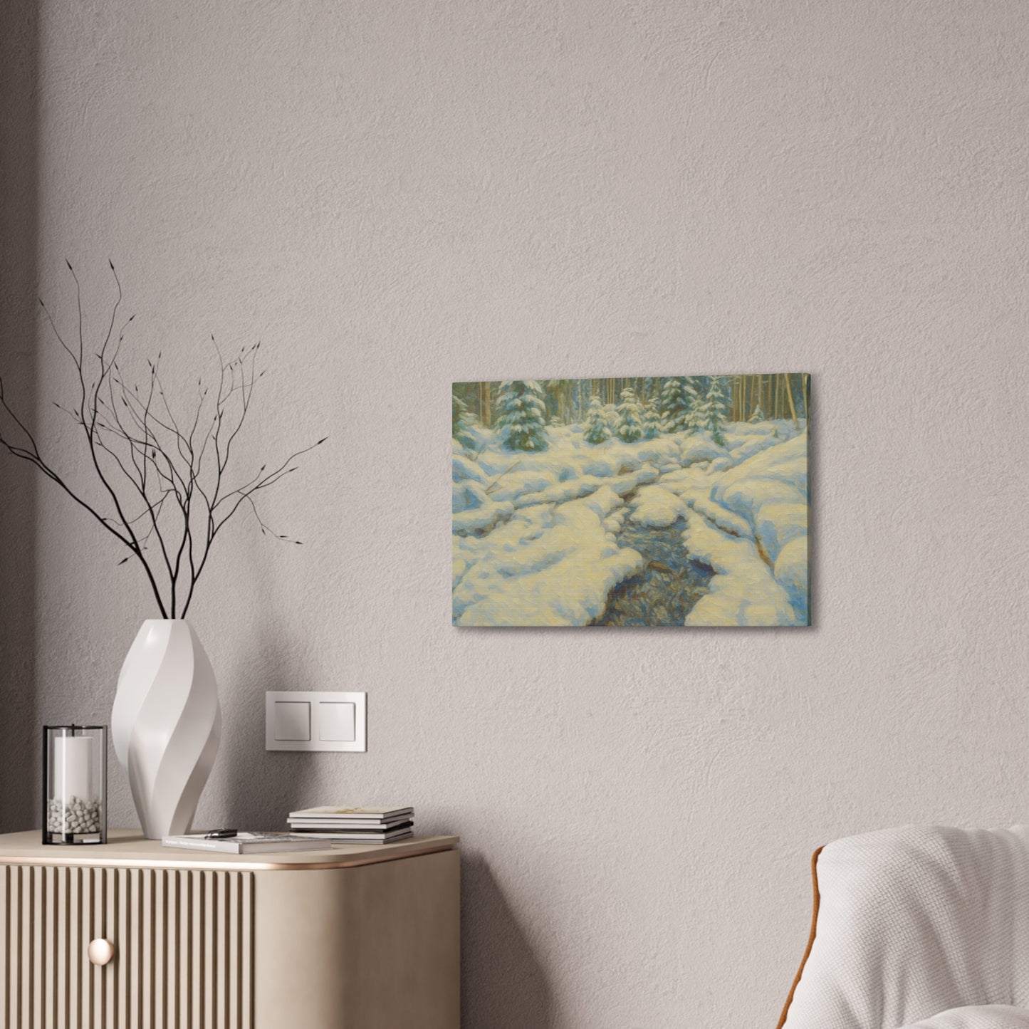 Winter Landscape Canvas Art, Nature Decor, Gallery Wall Art, Cozy Home Accent, Winter Wonderland Painting