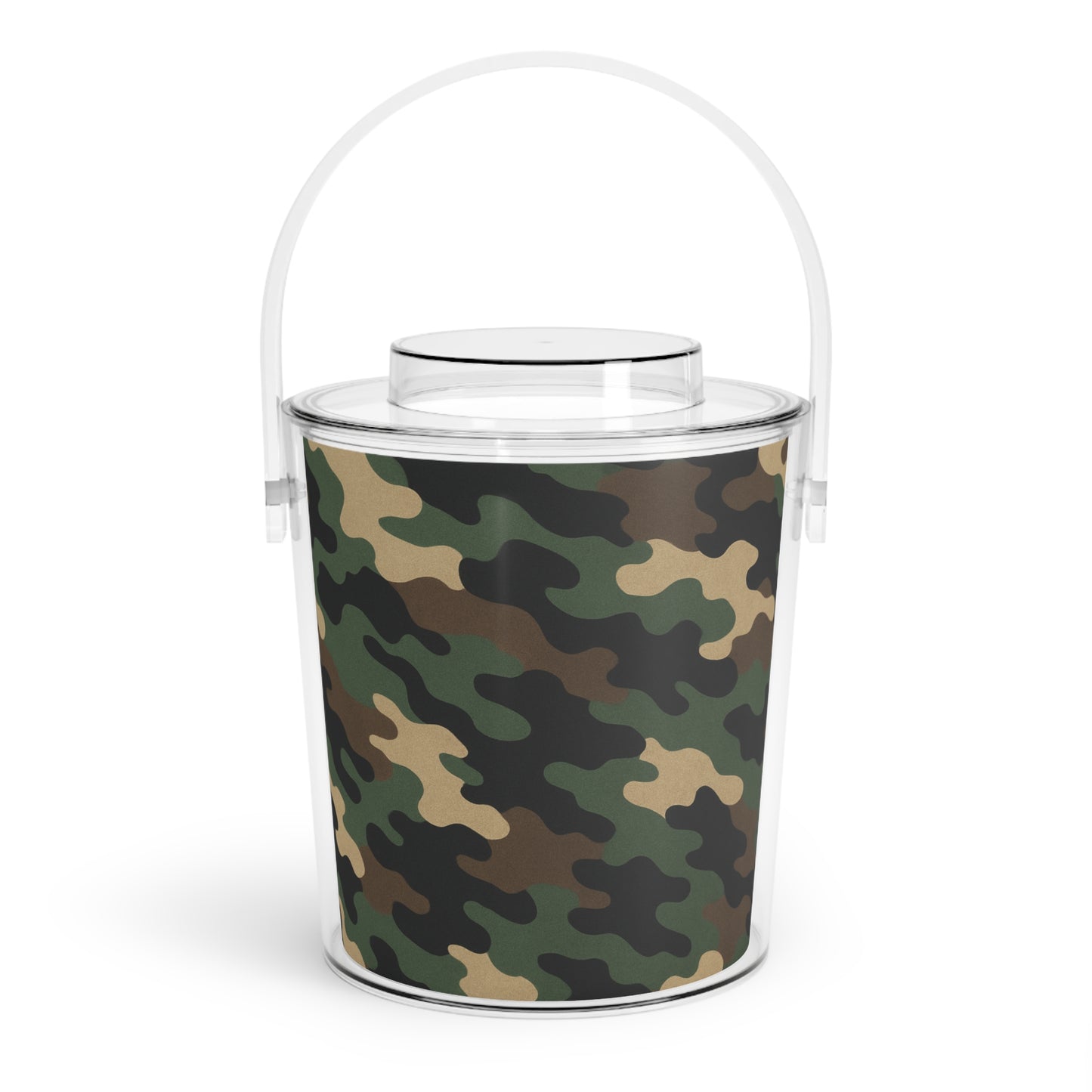 Camouflage Ice Bucket with Tongs, Party Essential, Outdoor Gatherings, BBQ Accessory, Gift for Wine Lovers, Home Bar Decor