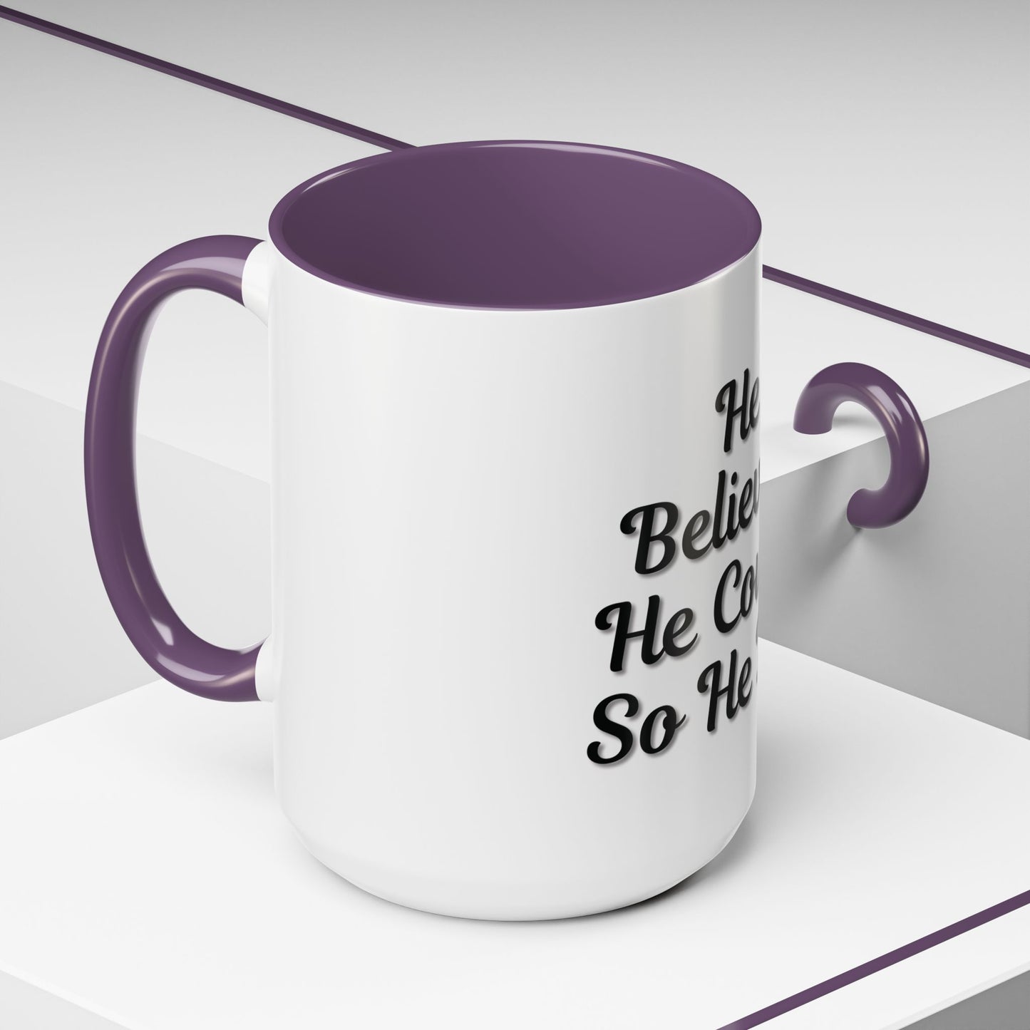 Inspirational Accent Coffee Mug - 'He Believed He Could, So He Did' - Perfect Gift for Motivational Moments