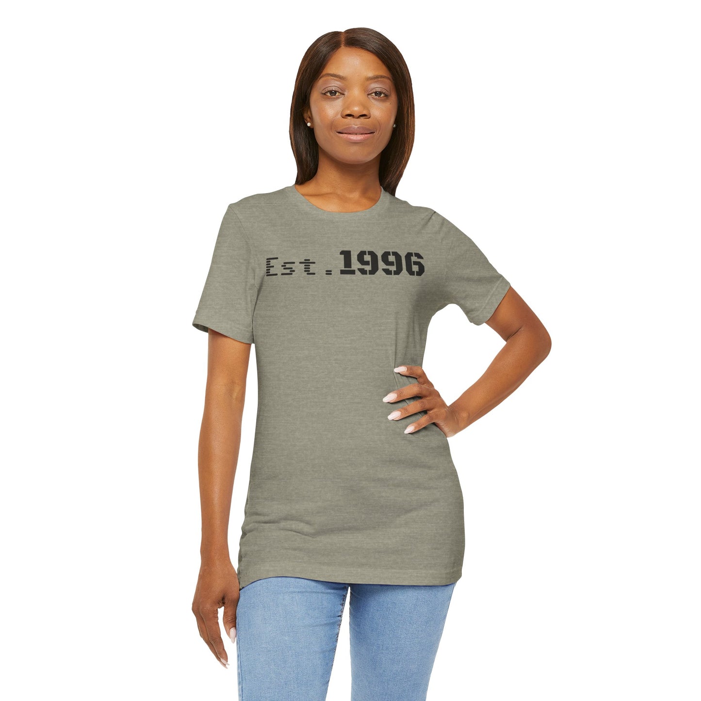 Unisex Jersey Tee - 'Est. 1996' Graphic Shirt, Birthday Gift, Casual Wear, Vintage Style, Retro Fashion, Gift for Him/Her