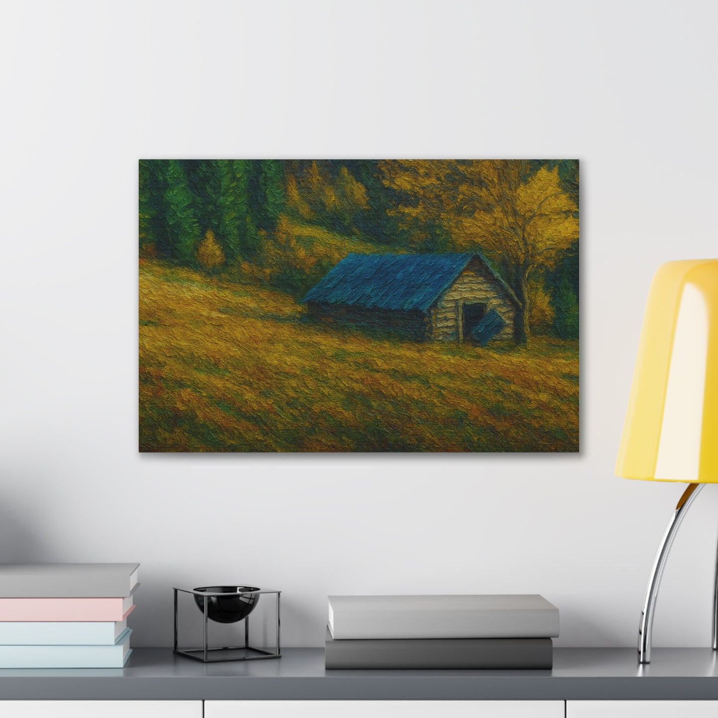 Rustic Canvas Wall Art, Nature Landscape Painting, Autumn Decor, Farmhouse Wall Art, Cozy Home Decoration