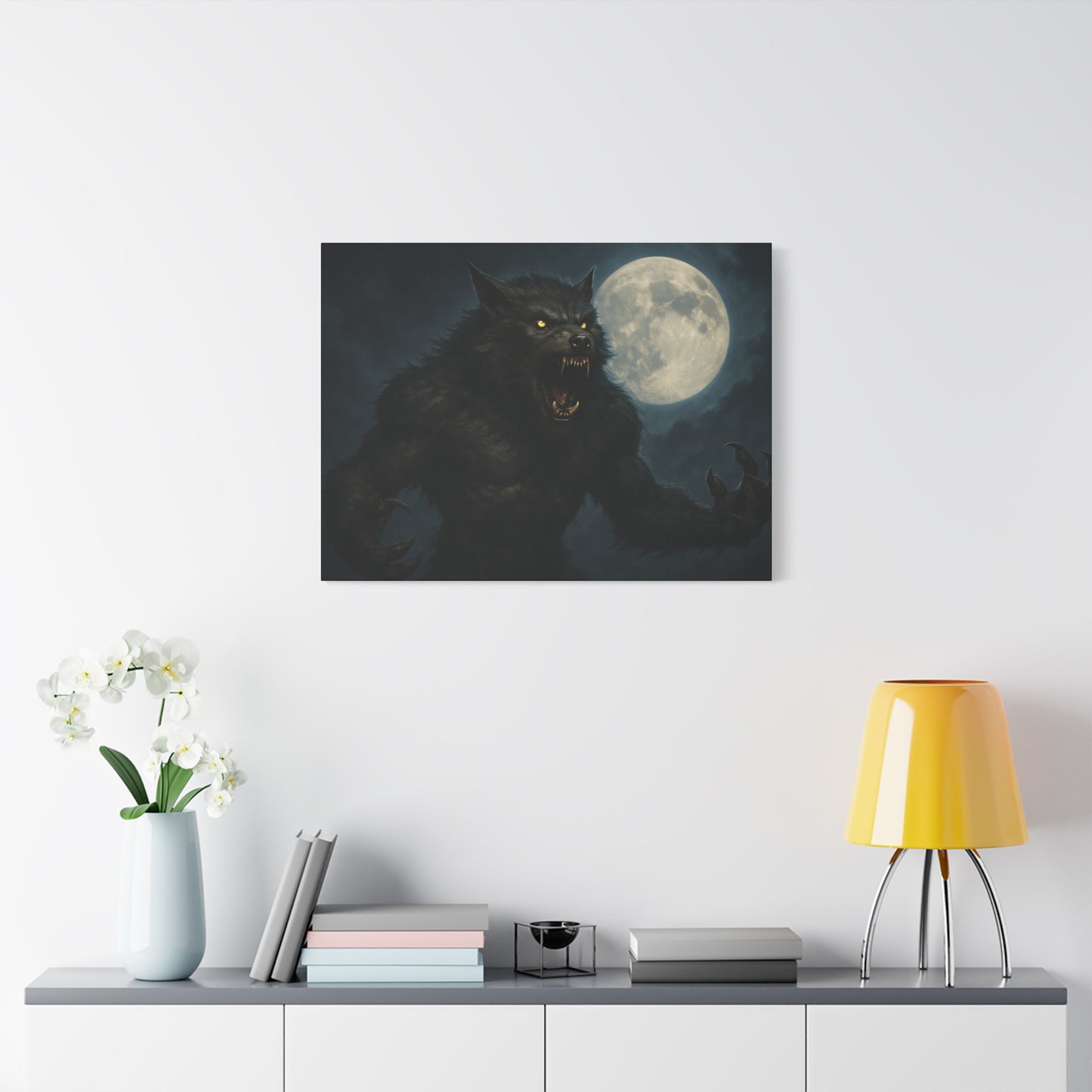 Werewolf Moon Canvas Art | Dark Fantasy Decor for Halloween, Gothic Home, Werewolf Lover Gift, Unique Wall Art, Spooky Decor
