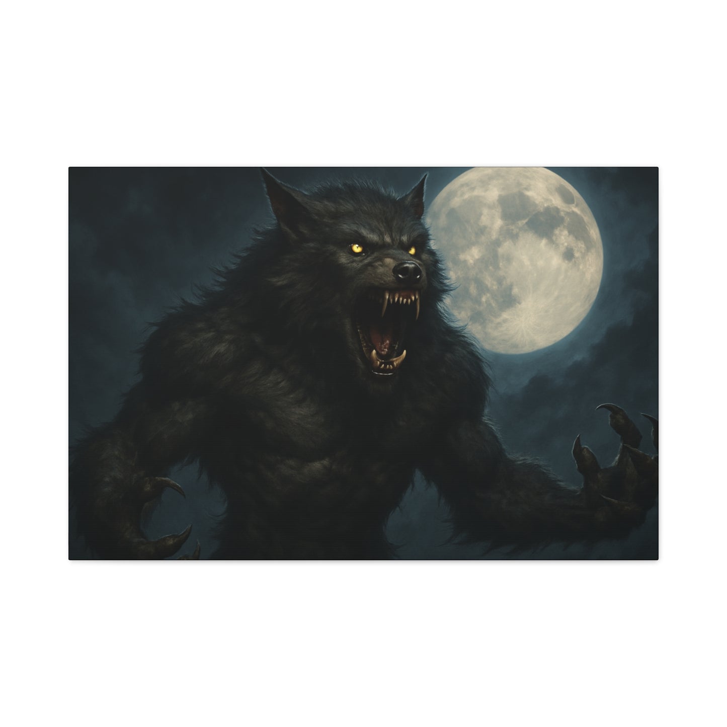Werewolf Moon Canvas Art | Dark Fantasy Decor for Halloween, Gothic Home, Werewolf Lover Gift, Unique Wall Art, Spooky Decor