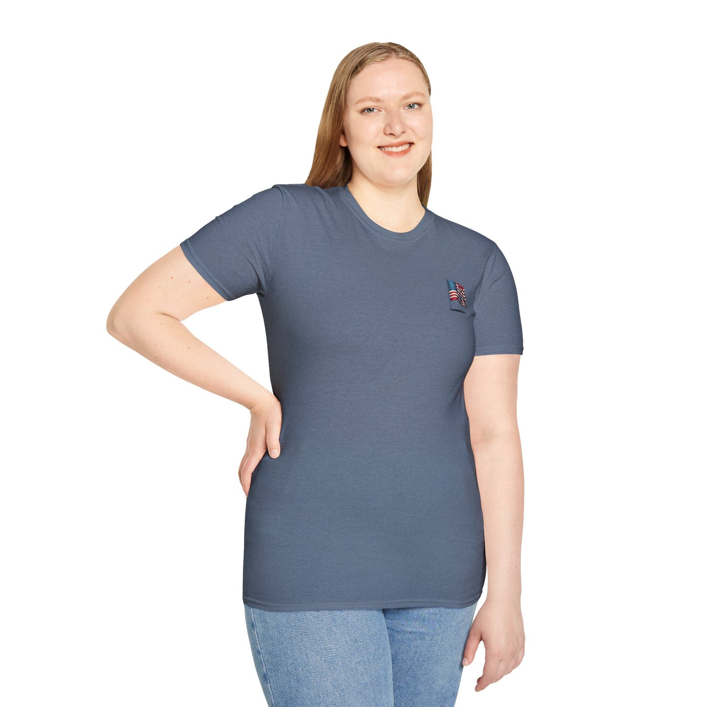 Patriotic Unisex Softstyle T-Shirt, American Flag Tee, USA Pride Shirt, Perfect for Independence Day, Casual Wear