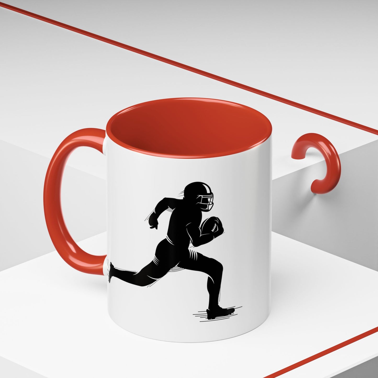 Football Player Themed Accent Coffee Mug, Sports Fan Gift, Unique Mug for Athletes, Coffee Lover, Game Day Essential