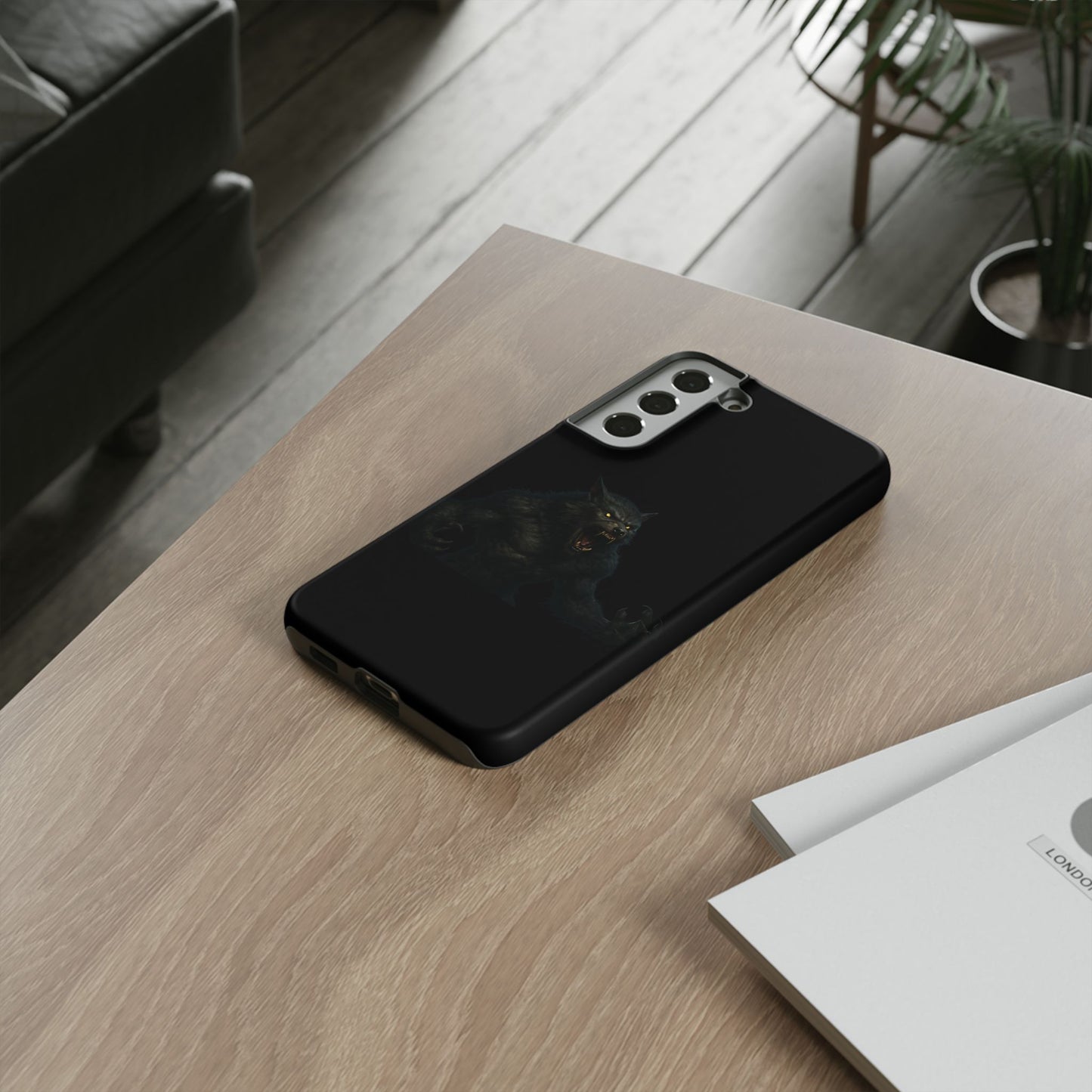 Werewolf Phone Case, Tough Cases, Black Panther Design, Gift for Animal Lovers, Phone Accessories, Fierce Phone Protection
