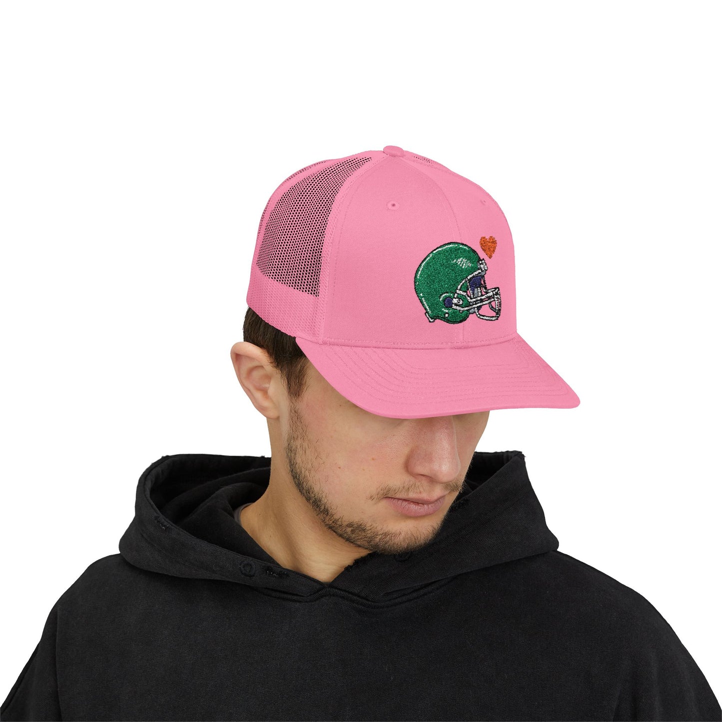 Snapback Trucker Cap with Football Heart Design - Perfect for Sports Fans, Gifts for Gamers, Casual Outings, Tailgating, and Team Spirit