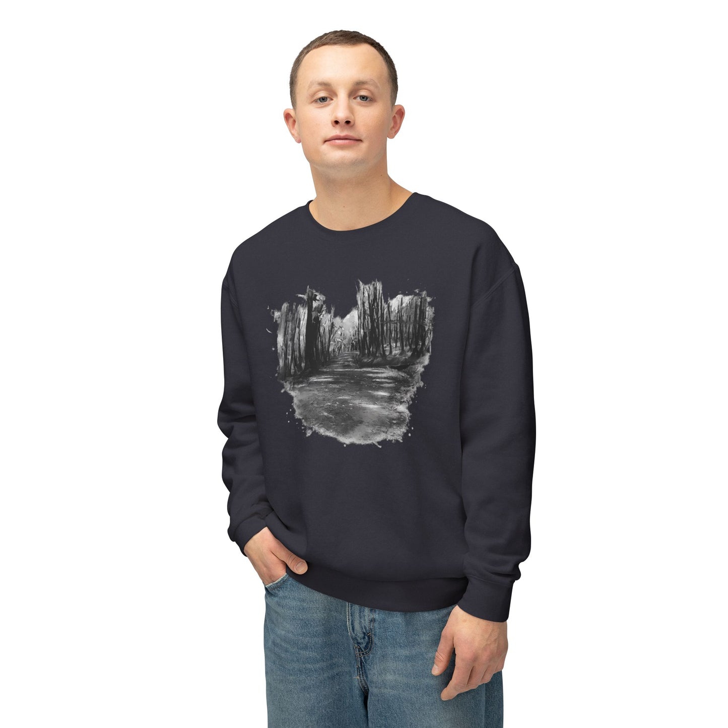 Scenic Minimalist Crewneck Sweatshirt - Cozy Art Tee for Nature Lovers, Gift for Her, Layering Essential, Perfect for Fall, Everyday Wear - product image