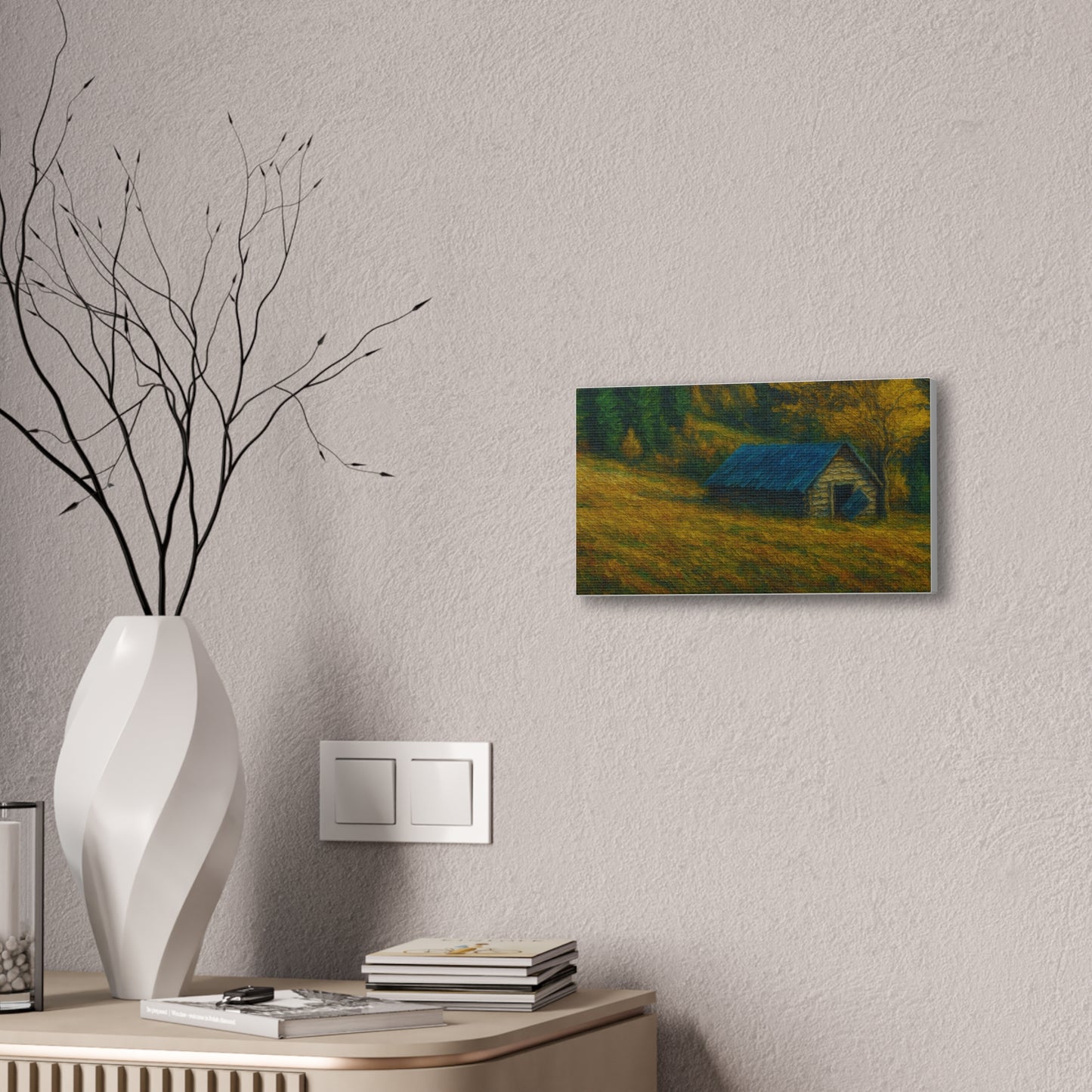 Rustic Canvas Wall Art, Nature Landscape Painting, Autumn Decor, Farmhouse Wall Art, Cozy Home Decoration