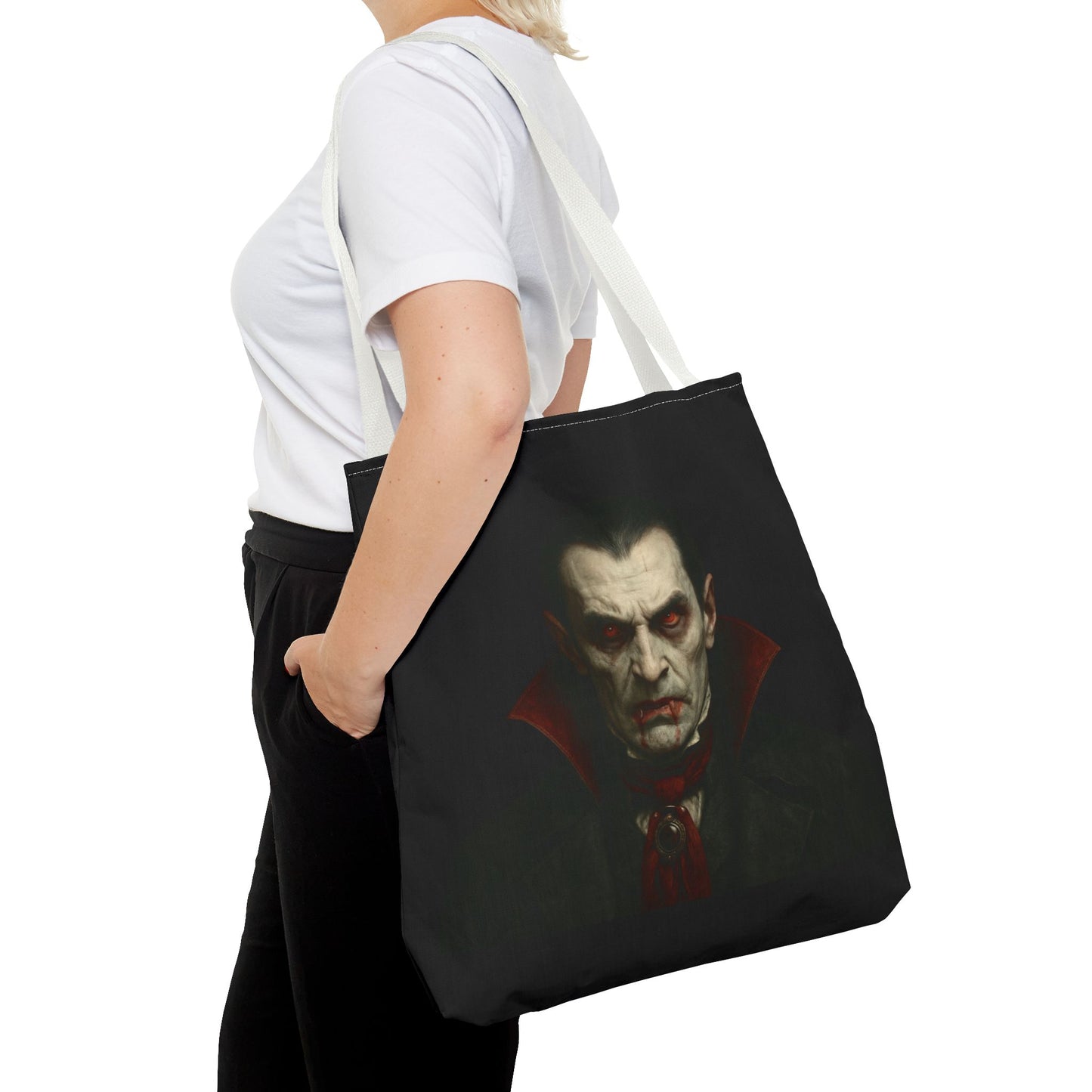 Vampire Haunted Tote Bag, Spooky Shopping Bag, Halloween Accessory, Gothic Style Handbag, Perfect for Halloween Parties, Unisex Tote