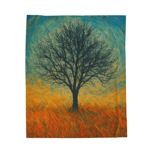 Cozy Velveteen Plush Blanket with Serene Tree Design | Comfortable Home Decor, Gift for Nature Lovers, Cozy Nights, Warmth&Style