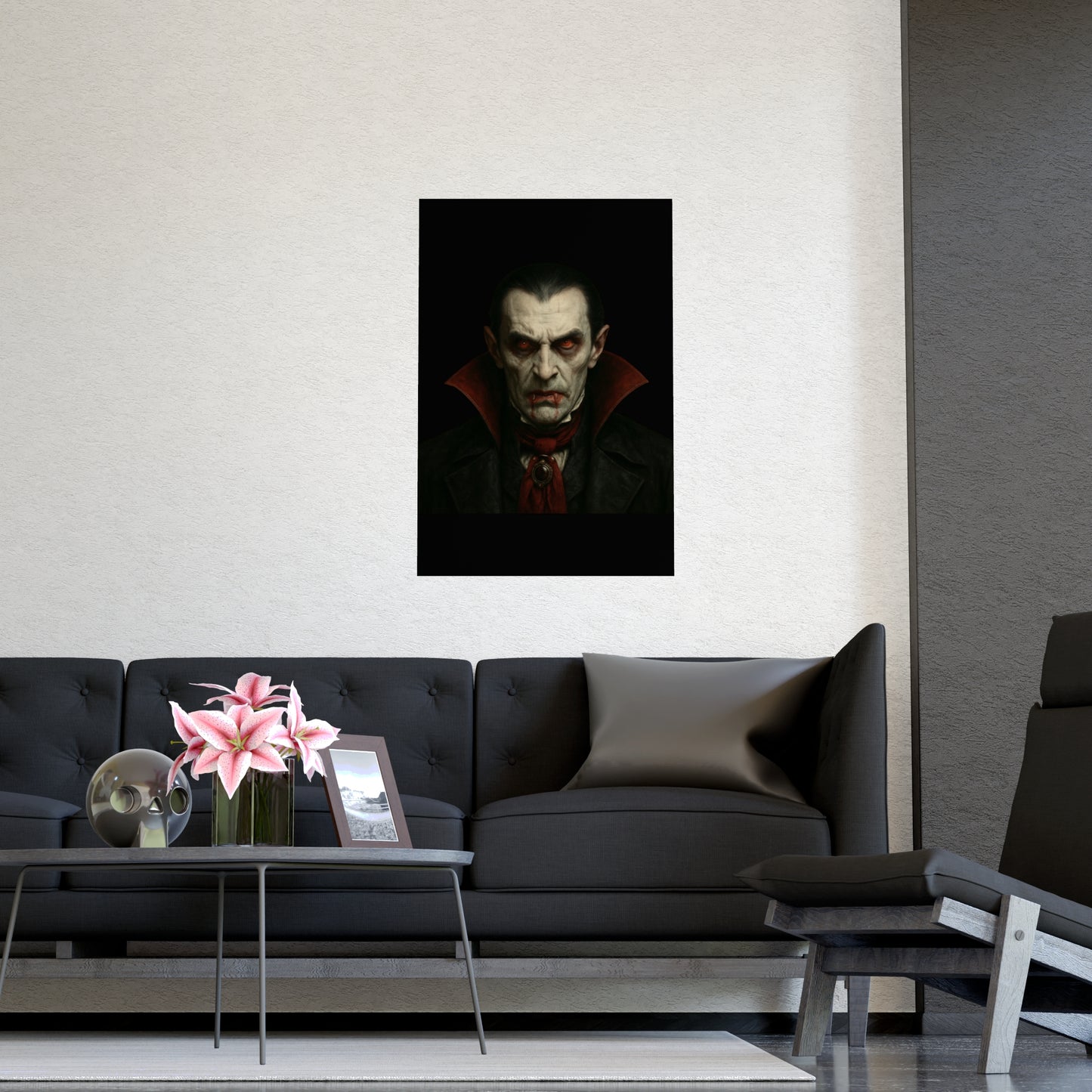 Gothic Vampire Art Poster, Spooky Wall Decor, Horror Room Accent, Perfect for Halloween, Gothic Decor, Home Office Artwork