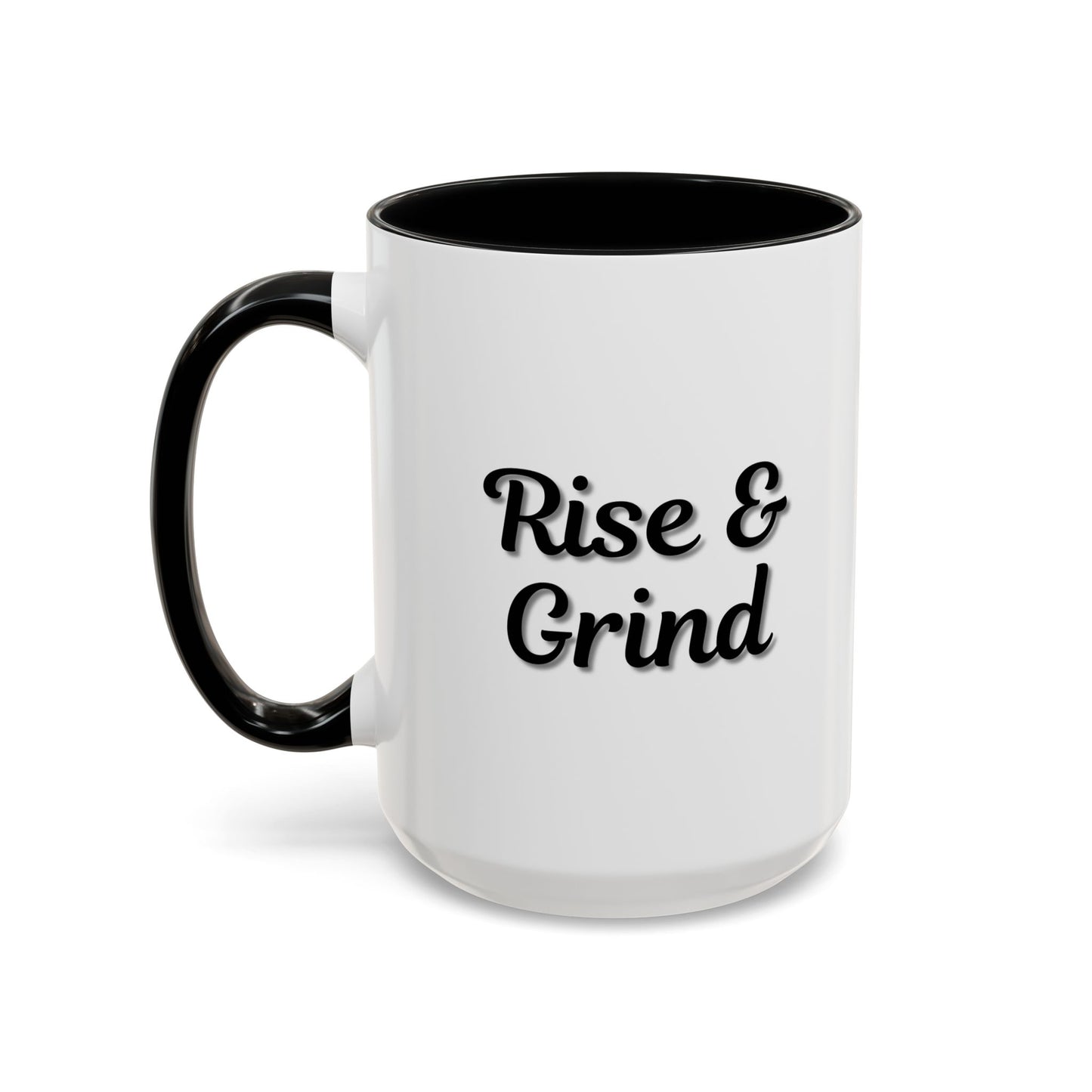 Rise & Grind Coffee Mug – Motivational Black Accent Mug for Daily Inspiration