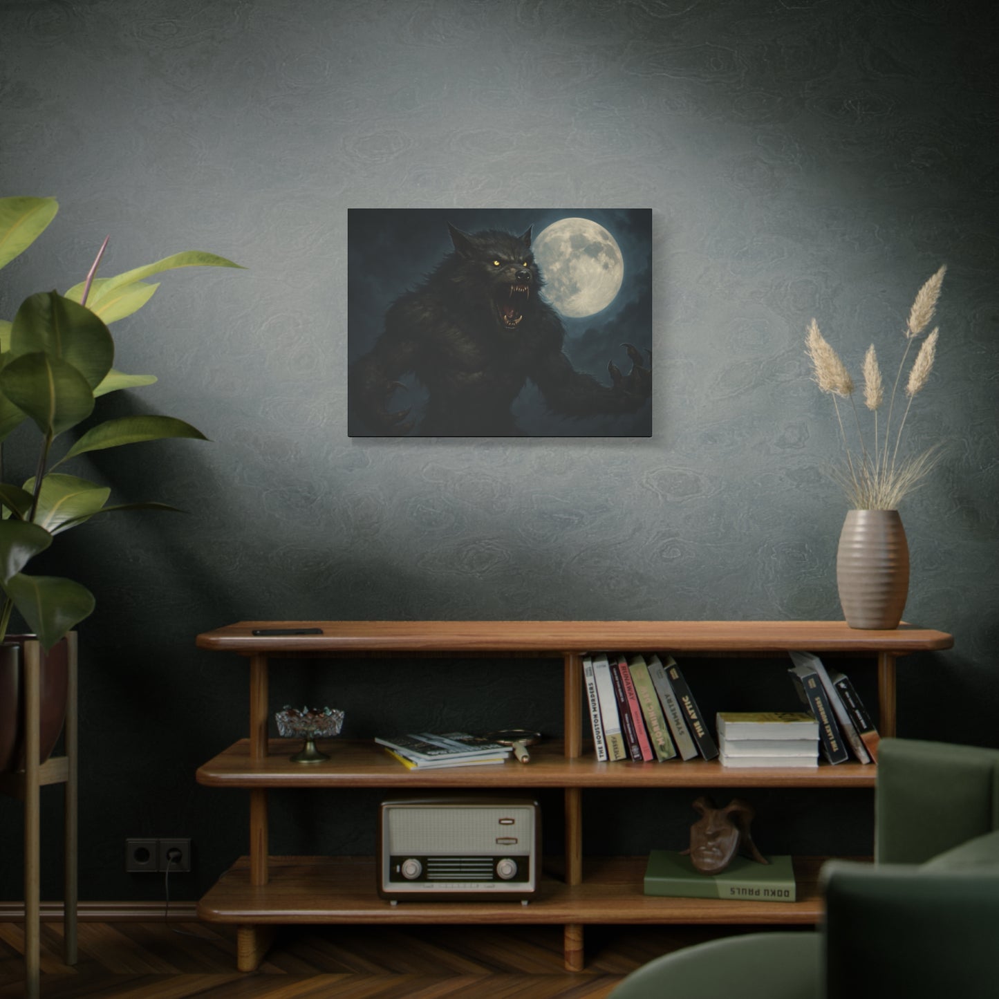 Werewolf Moon Canvas Art | Dark Fantasy Decor for Halloween, Gothic Home, Werewolf Lover Gift, Unique Wall Art, Spooky Decor