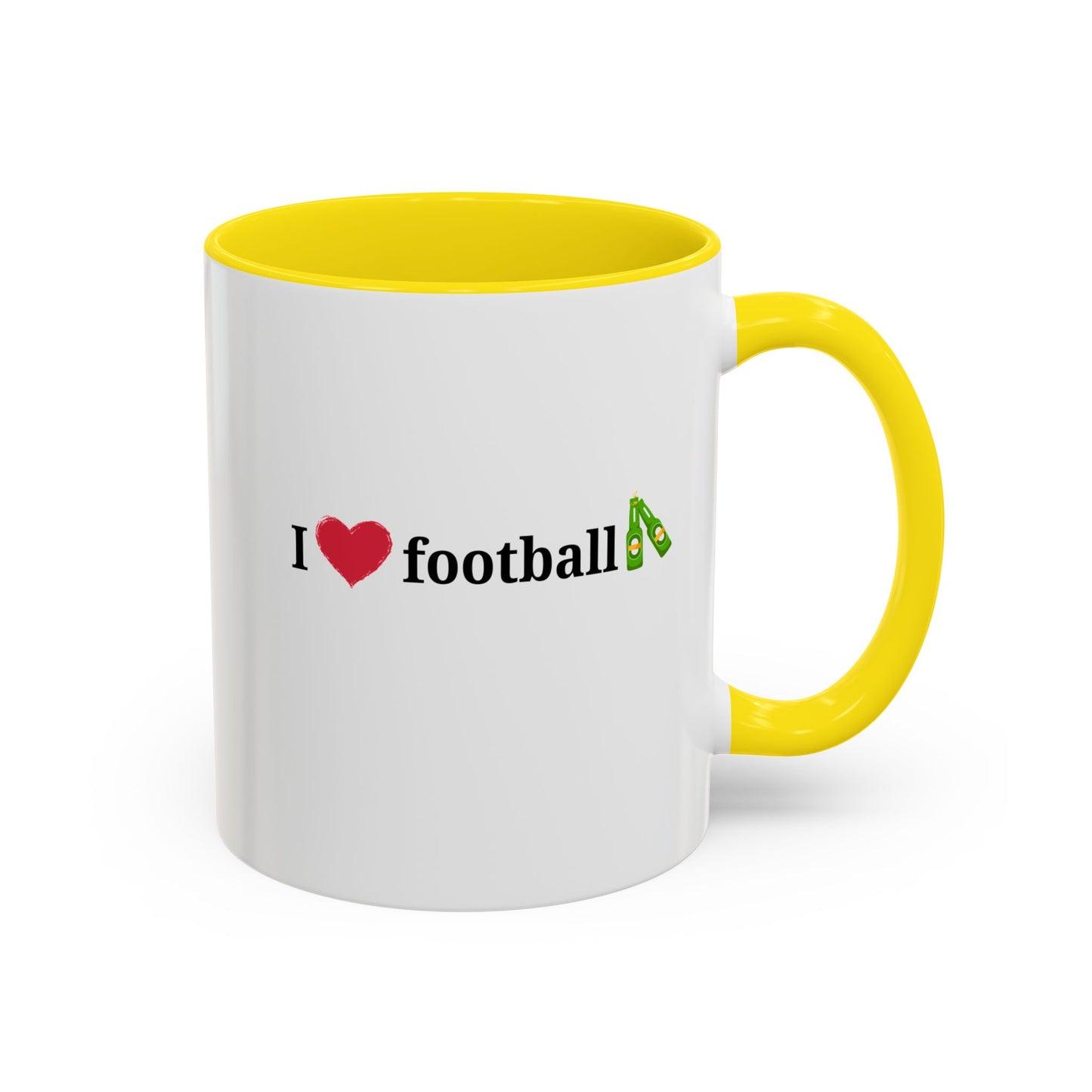 I Love Football Accent Coffee Mug, Perfect Gift for Sports Lovers, Football Enthusiasts, Unique Mug for Game Days, Home or Office Decor