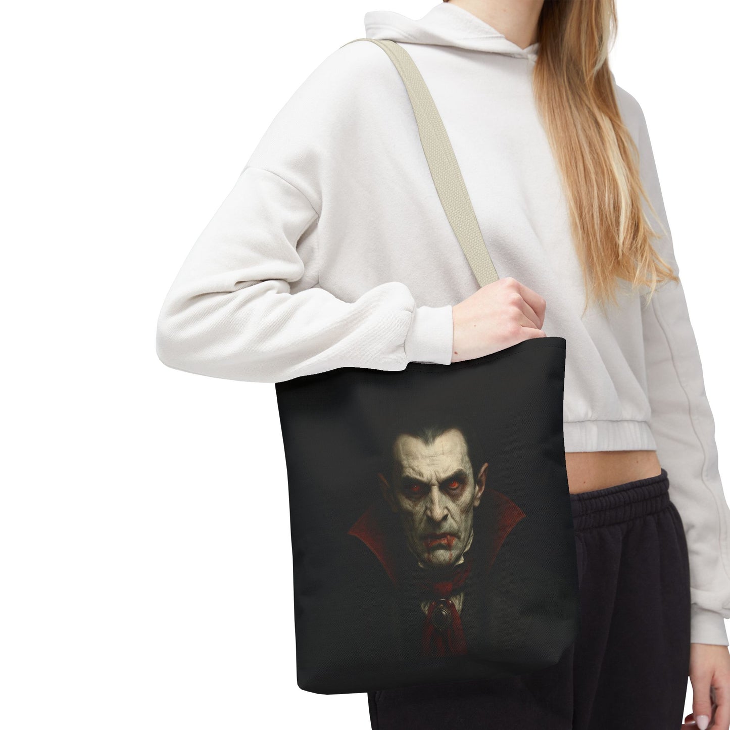 Vampire Haunted Tote Bag, Spooky Shopping Bag, Halloween Accessory, Gothic Style Handbag, Perfect for Halloween Parties, Unisex Tote