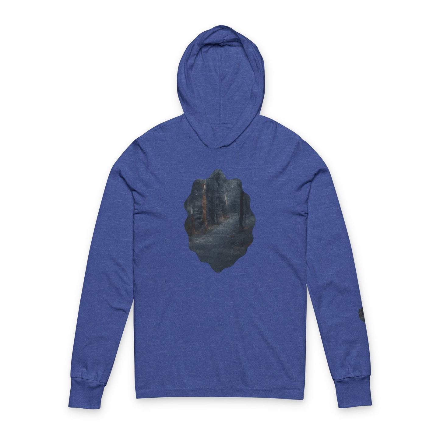 Unisex Hooded Long Sleeve Tee with Dreamy Forest Design | Cozy Casual Wear, Perfect for Camping, Hiking, Gift for Nature Lovers