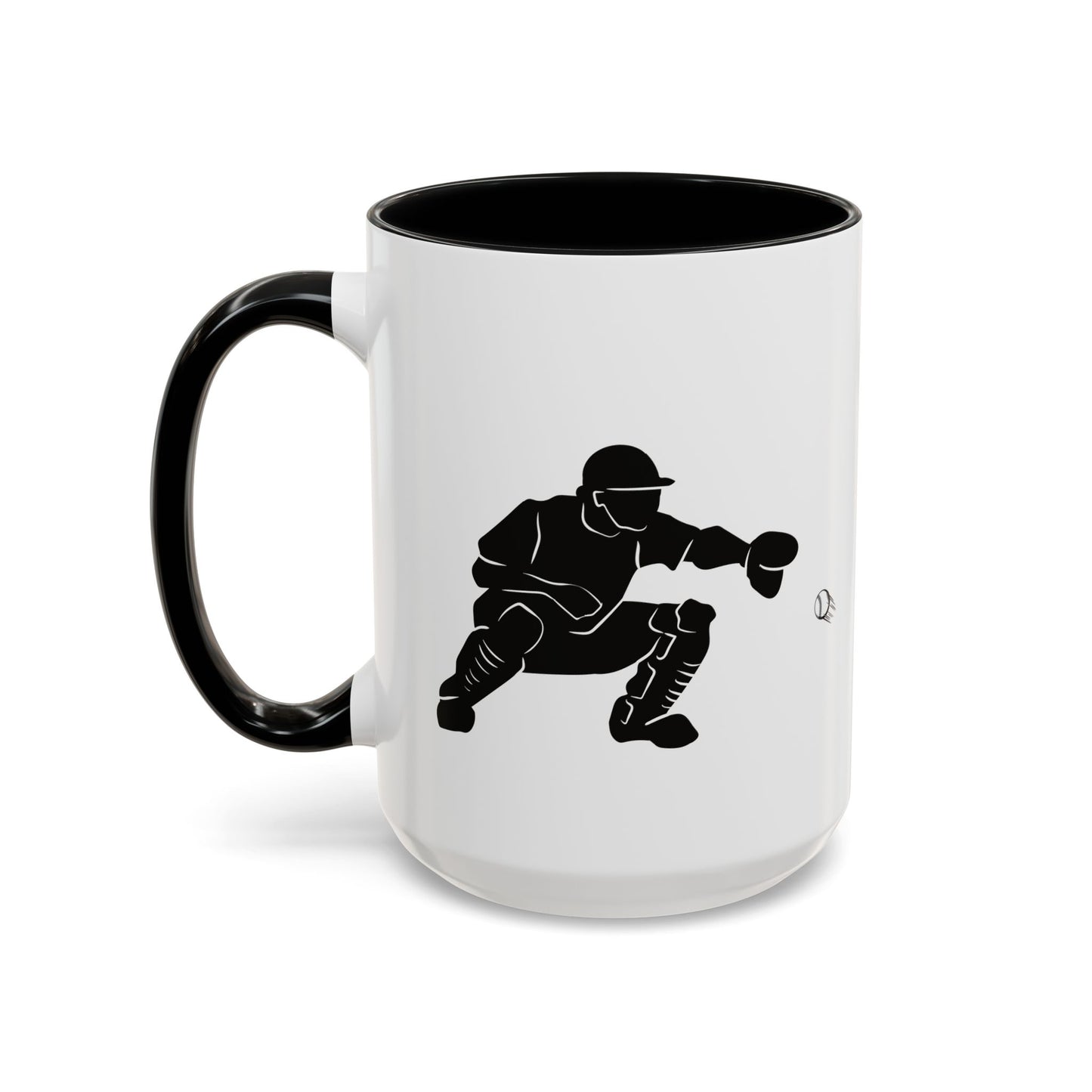 Baseball Catcher Coffee Mug, Sports Gift for Coaches, Black Accent Mug for Fans, Perfect for Birthdays & Celebrations, Unique Cup
