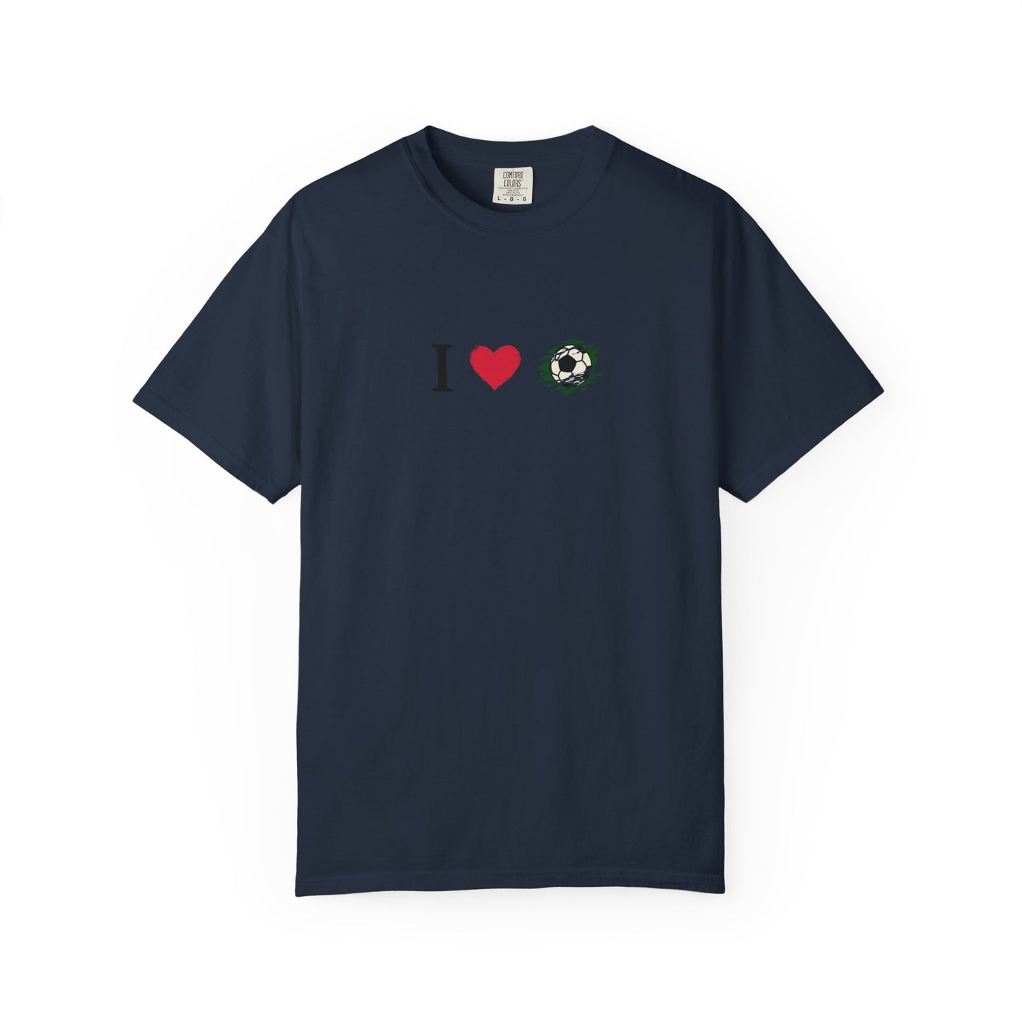 I Love Football (Soccer) Unisex Garment-Dyed T-shirt, Casual Tee, Everyday Wear, Gift for Him/Her, Stylish Apparel
