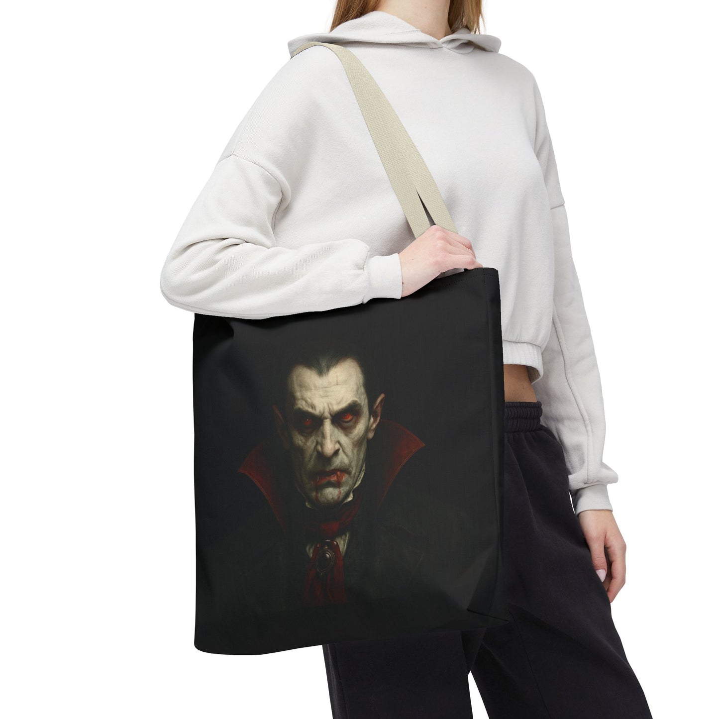 Vampire Haunted Tote Bag, Spooky Shopping Bag, Halloween Accessory, Gothic Style Handbag, Perfect for Halloween Parties, Unisex Tote