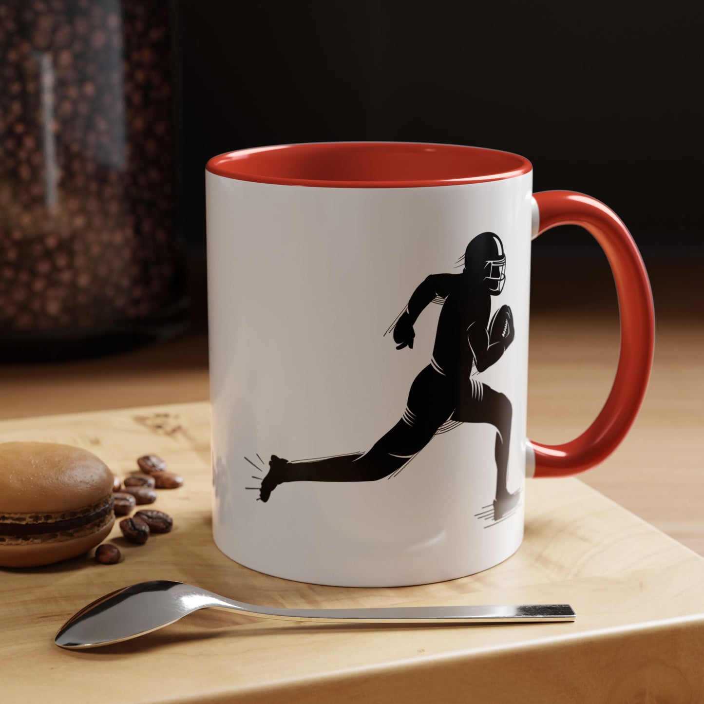 Football Player Themed Accent Coffee Mug, Sports Fan Gift, Unique Mug for Athletes, Coffee Lover, Game Day Essential