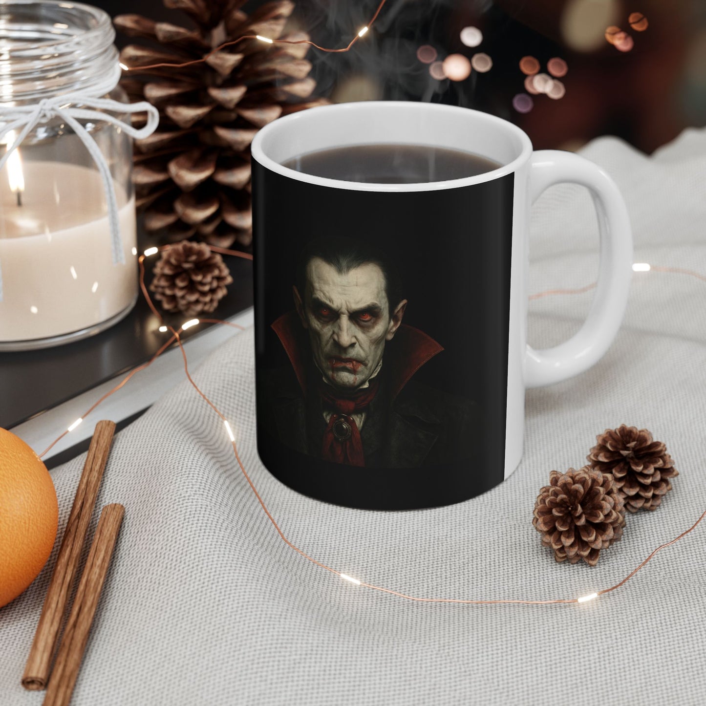 Gothic Dracula Vampire Ceramic Mug, Perfect for Halloween, Spooky Gifts, Coffee Lovers, Home Decor, 11oz & 15oz Sizes