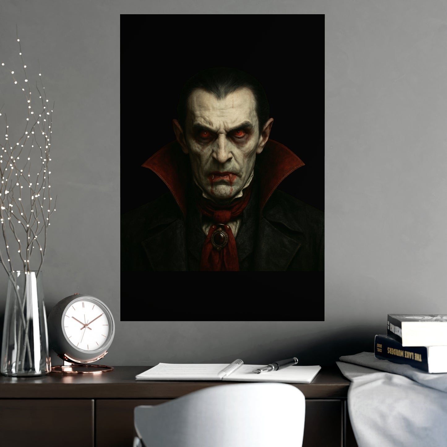 Gothic Vampire Art Poster, Spooky Wall Decor, Horror Room Accent, Perfect for Halloween, Gothic Decor, Home Office Artwork
