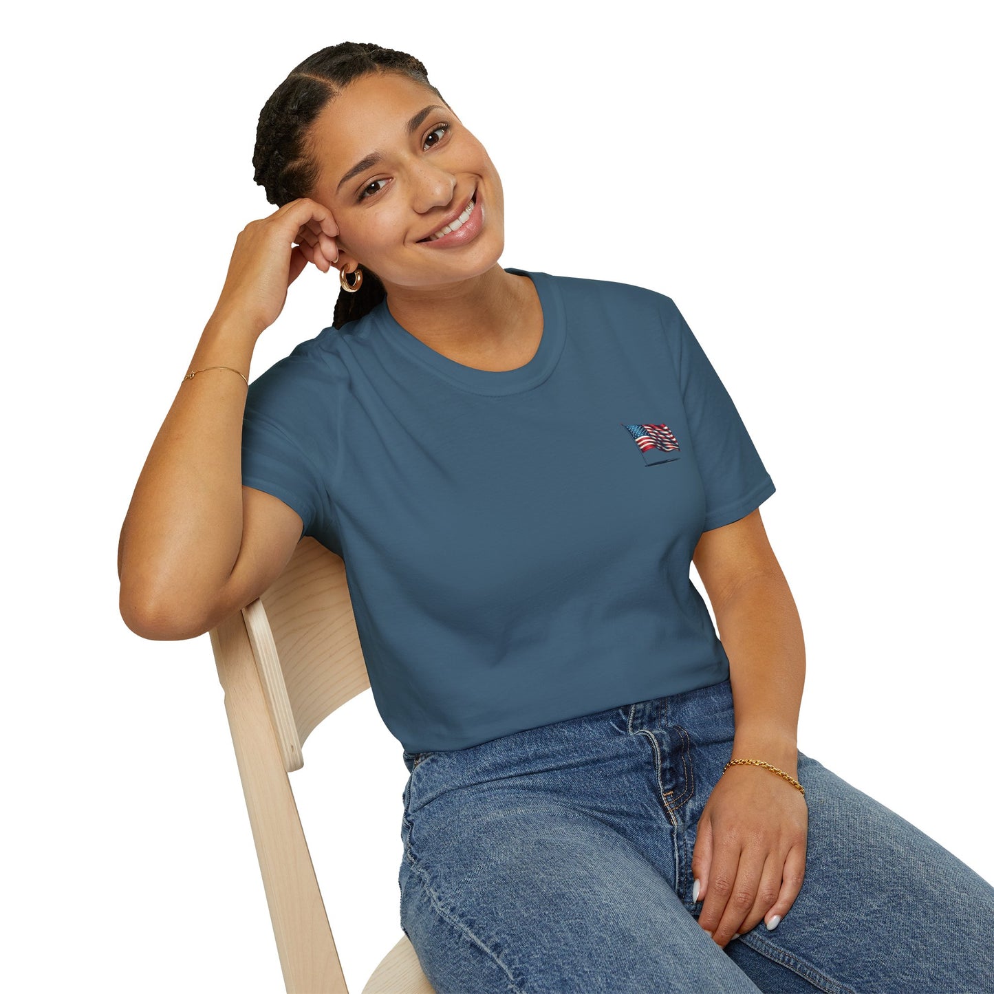 Patriotic Unisex Softstyle T-Shirt, American Flag Tee, USA Pride Shirt, Perfect for Independence Day, Casual Wear