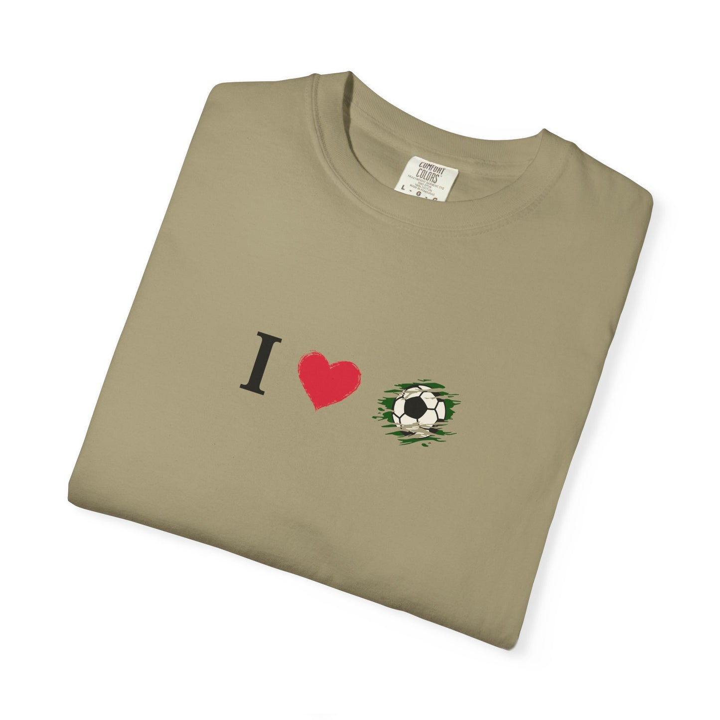 I Love Football (Soccer) Unisex Garment-Dyed T-shirt, Casual Tee, Everyday Wear, Gift for Him/Her, Stylish Apparel