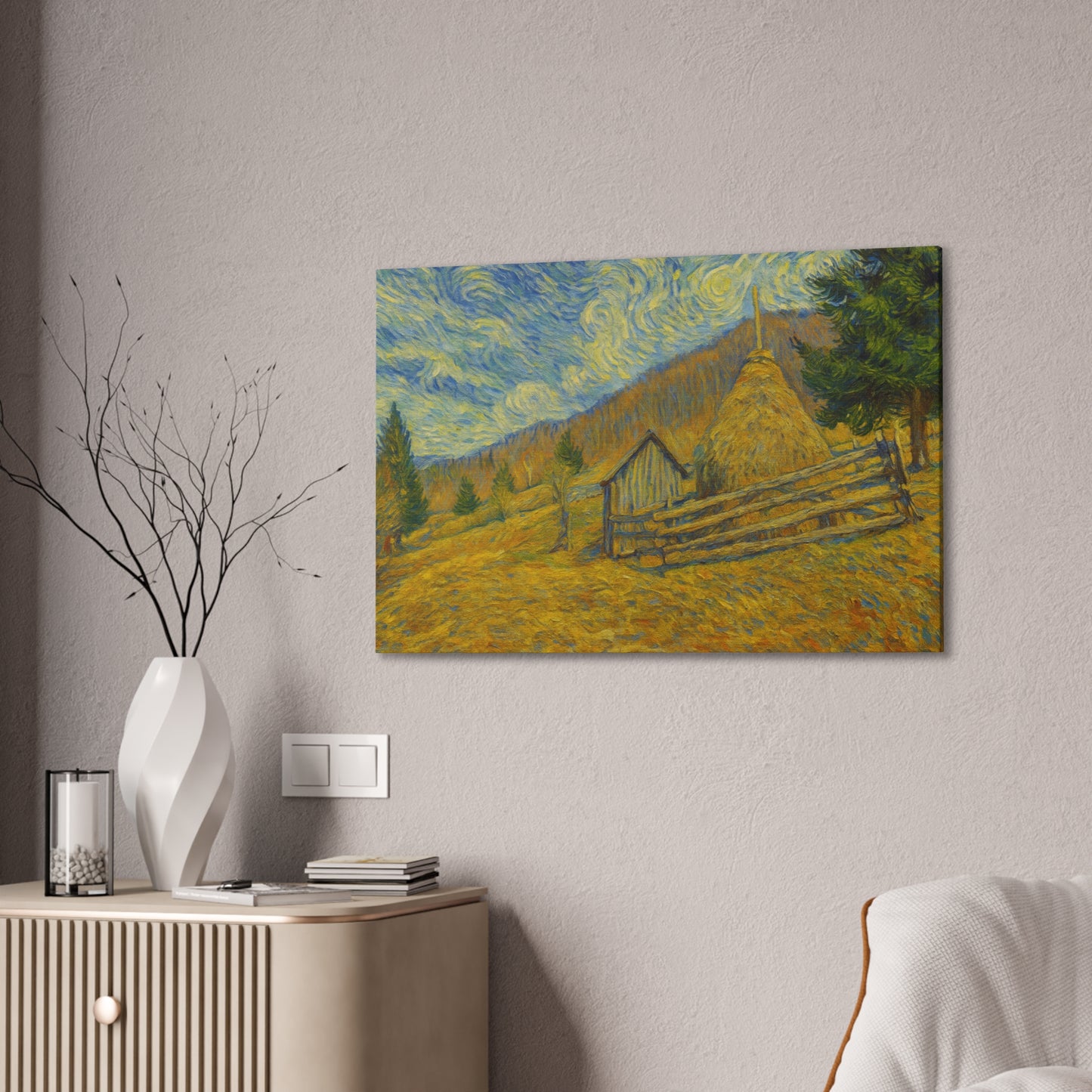 Vincent Van Gogh Inspired Canvas Print, Rustic Home Decor, Wall Art, Gift for Art Lovers, Country Landscape, Unique Art Piece