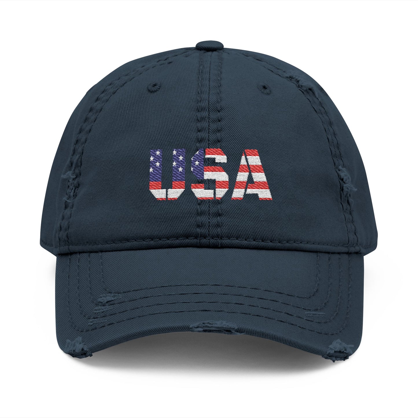 Embroidered Distressed Dad Hat, Vintage Style USA Casual Cap, Unisex Gift for Dad, USA Pride Hat for Holidays