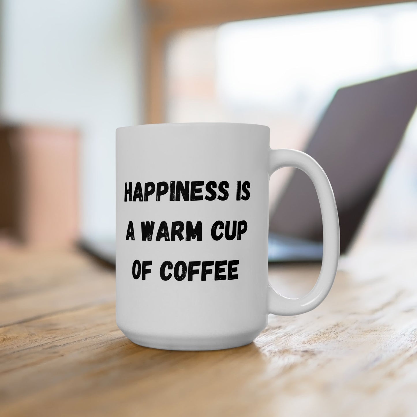 Inspirational Ceramic Coffee Mug - Happiness is a Warm Cup of Coffee - Perfect Gift for Coffee Lovers