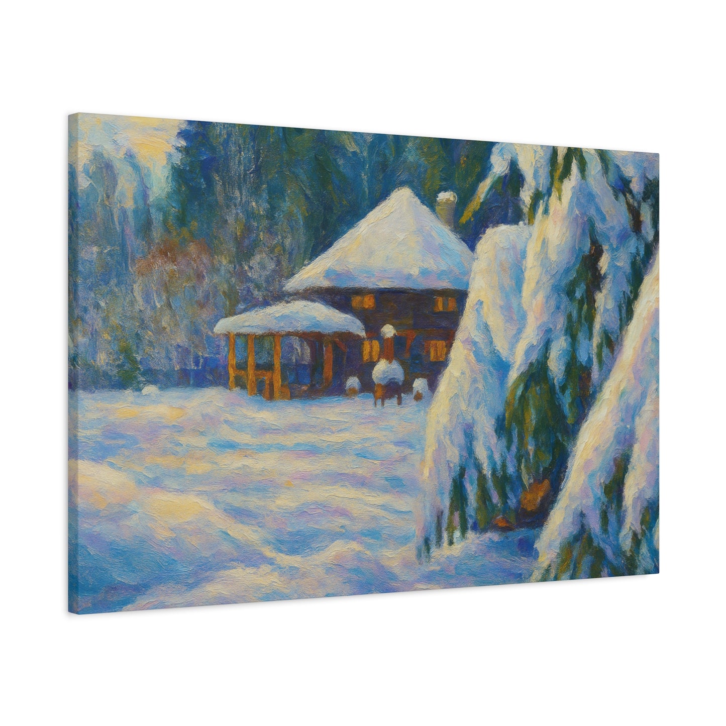 Winter Landscape Canvas Wall Art, Cozy Home Decor, Christmas Gift, Seasonal Artwork, Impressionist Style