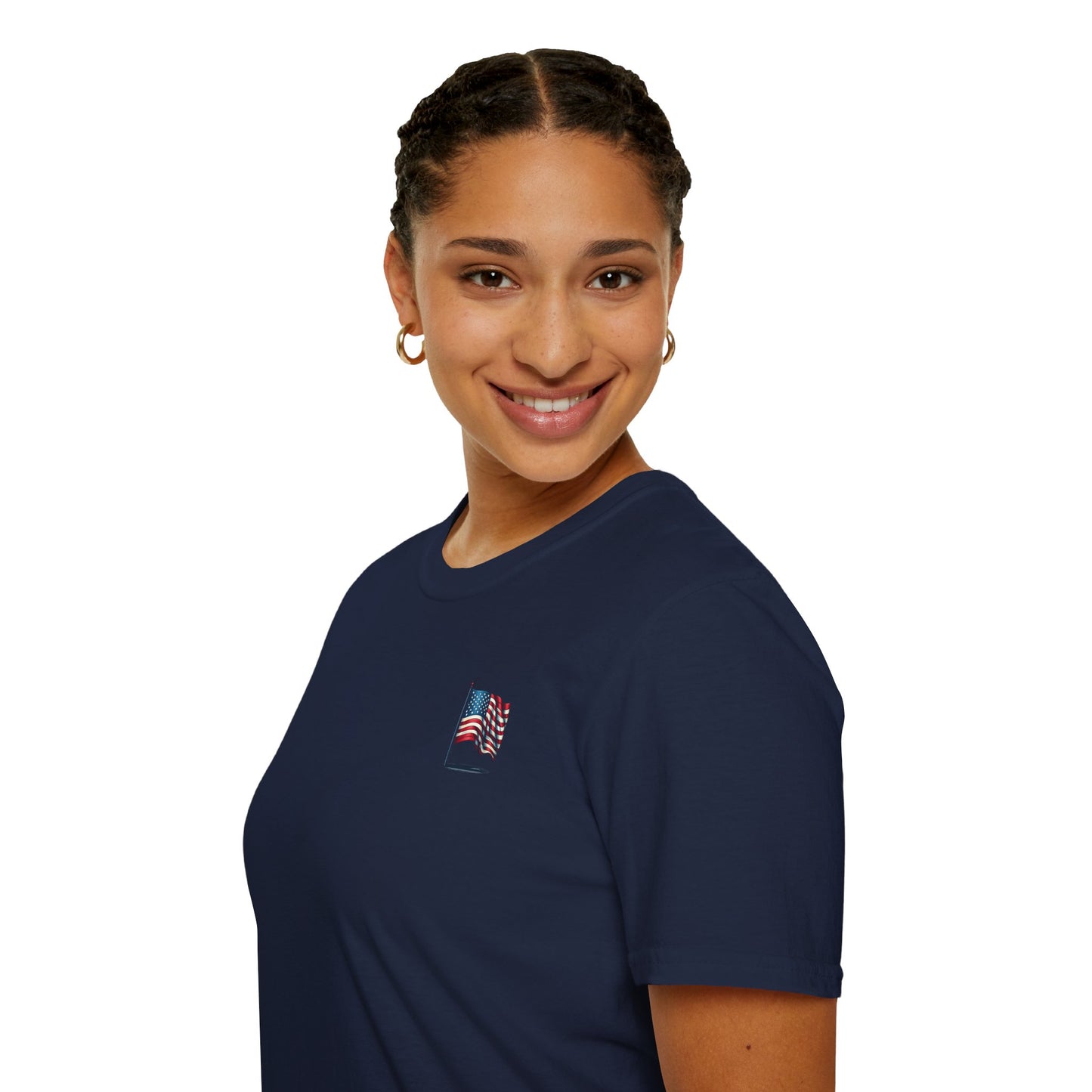 Patriotic Unisex Softstyle T-Shirt, American Flag Tee, USA Pride Shirt, Perfect for Independence Day, Casual Wear