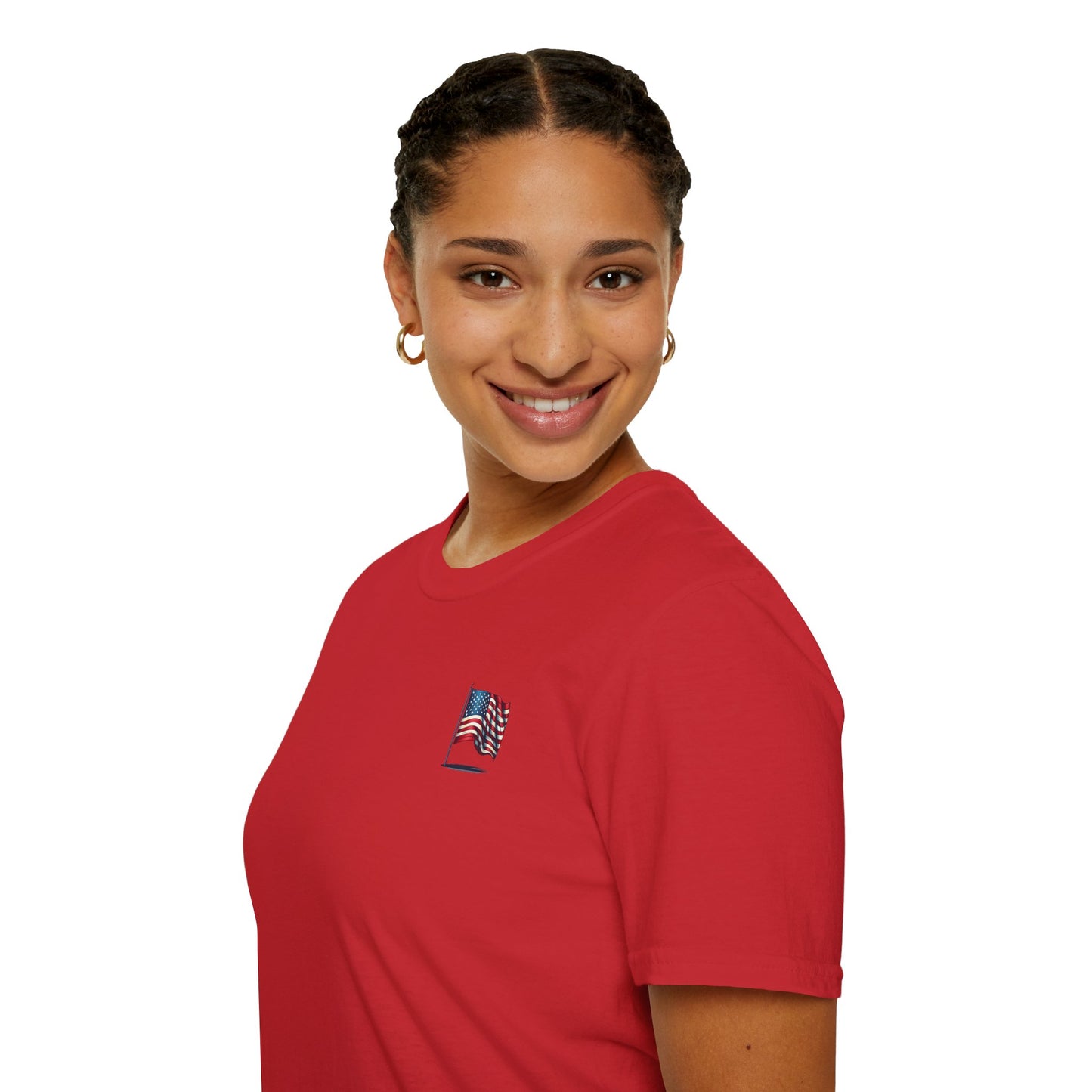 Patriotic Unisex Softstyle T-Shirt, American Flag Tee, USA Pride Shirt, Perfect for Independence Day, Casual Wear